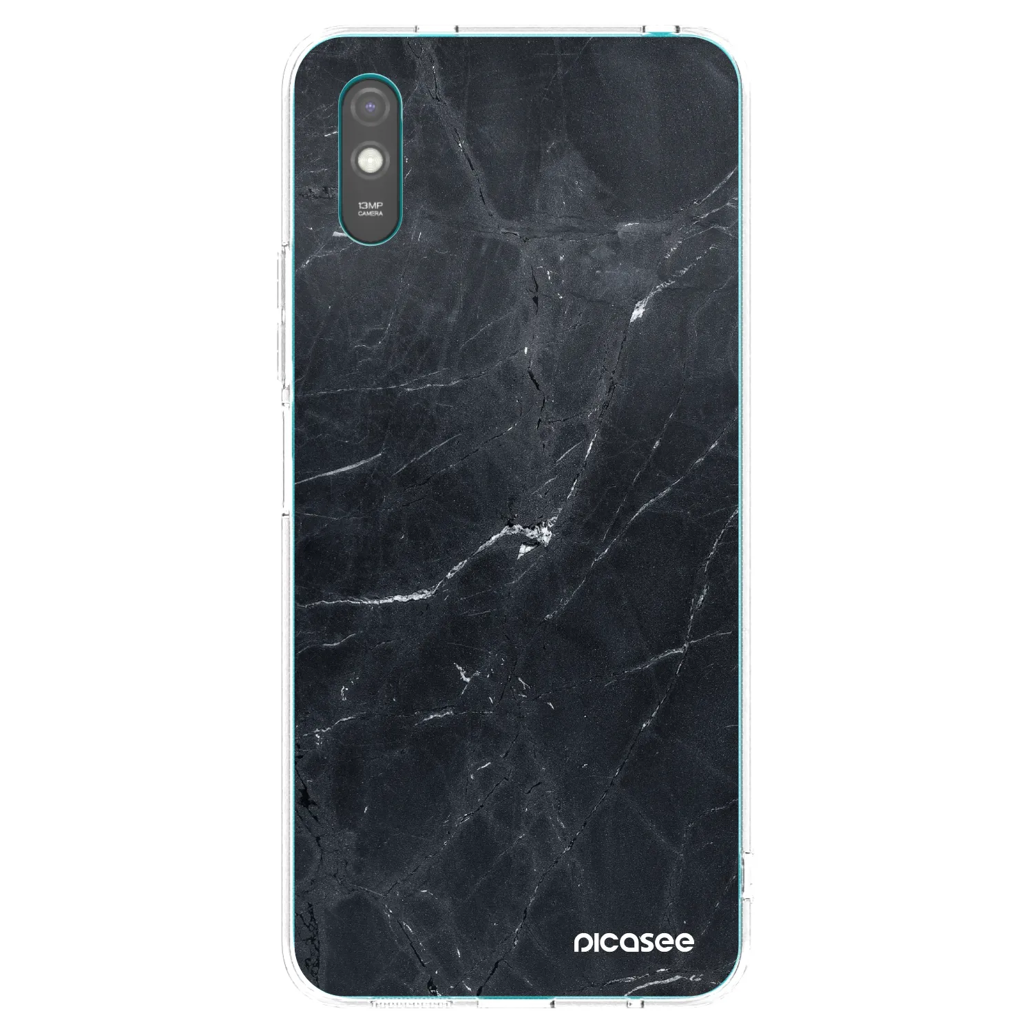 Picasee Xiaomi Redmi 9A Hülle - Transparentes Silikon - Black marble
