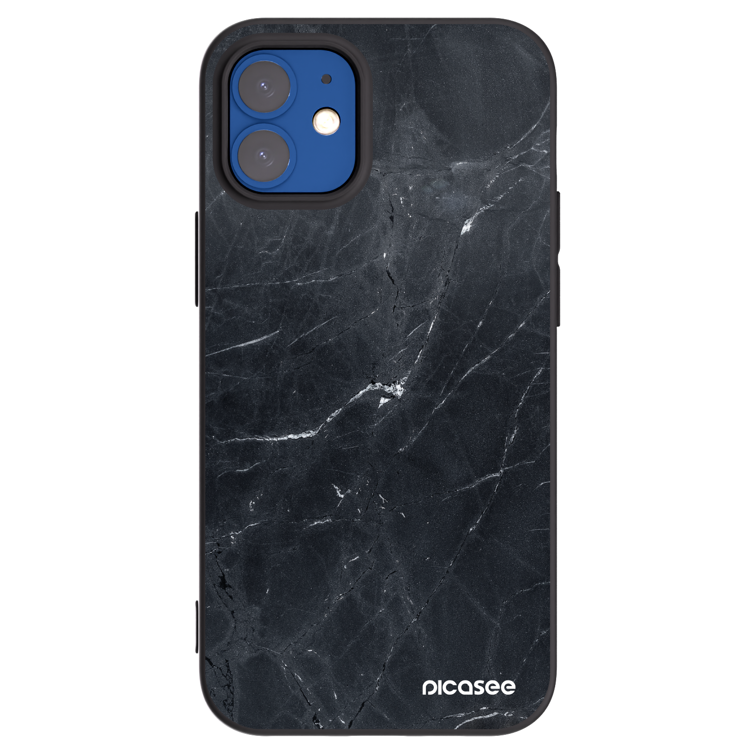Picasee Apple iPhone 12 mini Hülle - Schwarzes Silikon - Black marble
