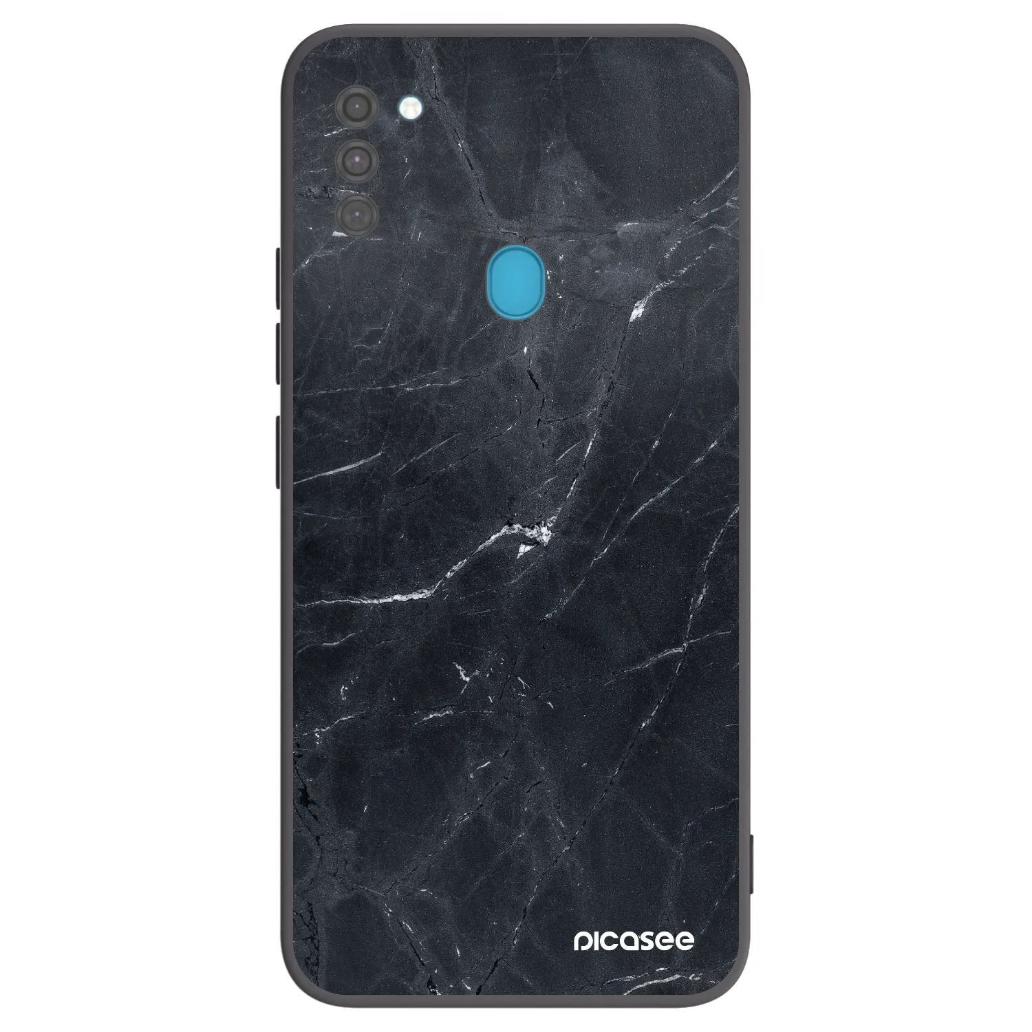 Picasee Samsung Galaxy M11 Hülle - Schwarzes Silikon - Black marble