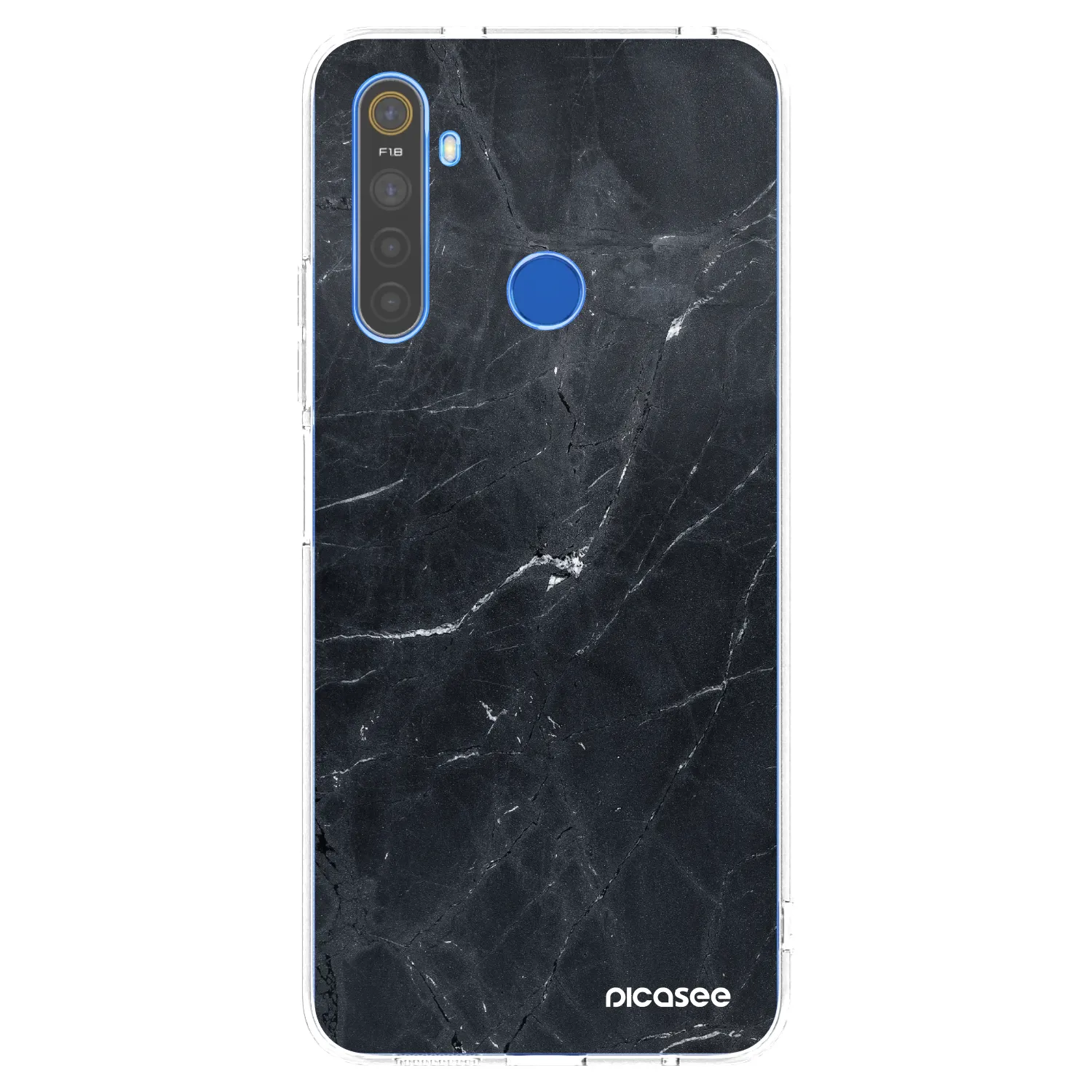 Picasee Realme 5 Hülle - Transparentes Silikon - Black marble