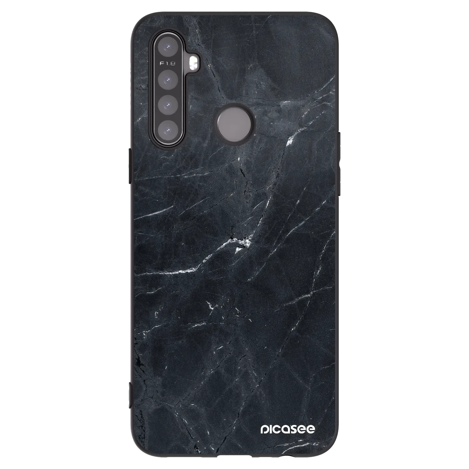 Picasee Realme 5 Hülle - Schwarzes Silikon - Black marble