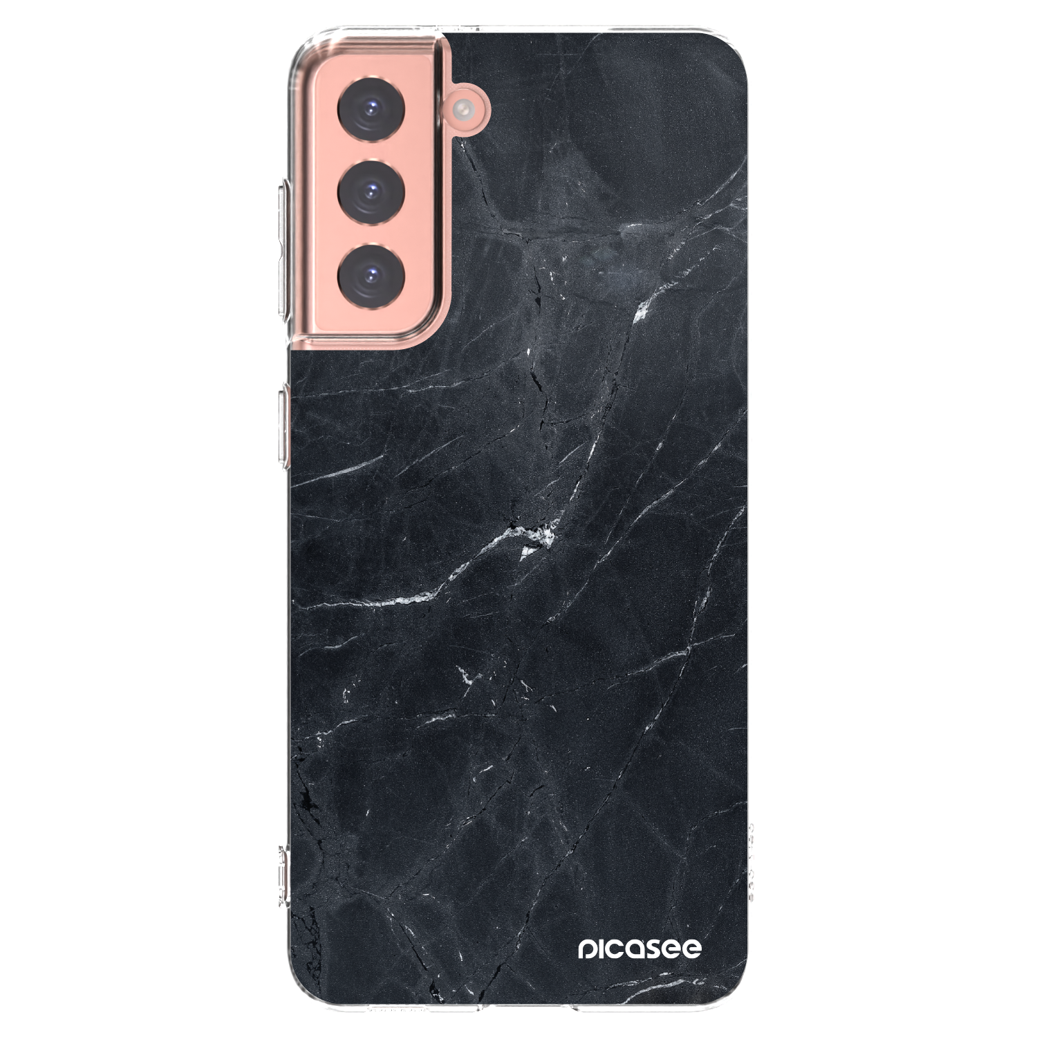 Picasee Samsung Galaxy S21 5G G991B Hülle - Transparentes Silikon - Black marble