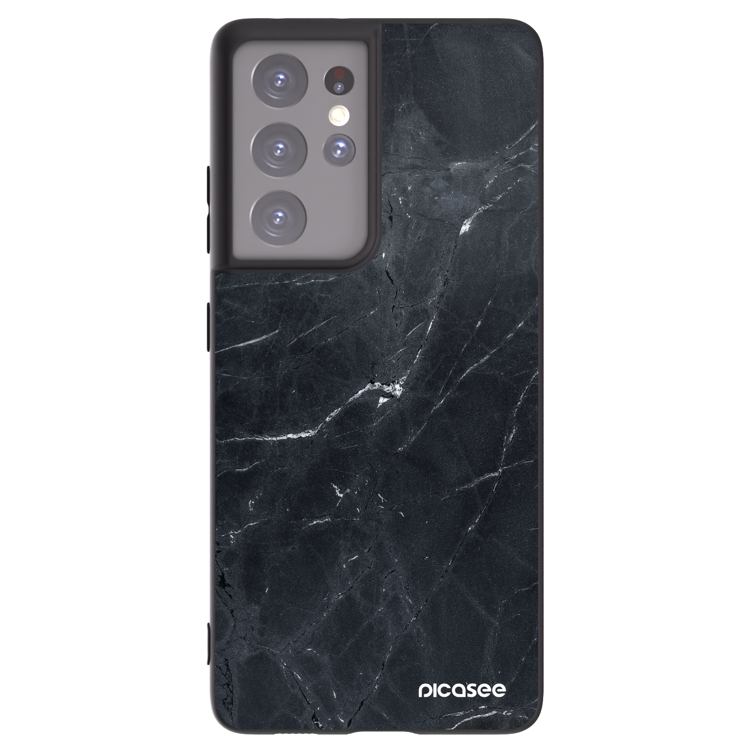 Picasee Samsung Galaxy S21 Ultra 5G G998B Hülle - Schwarzes Silikon - Black marble