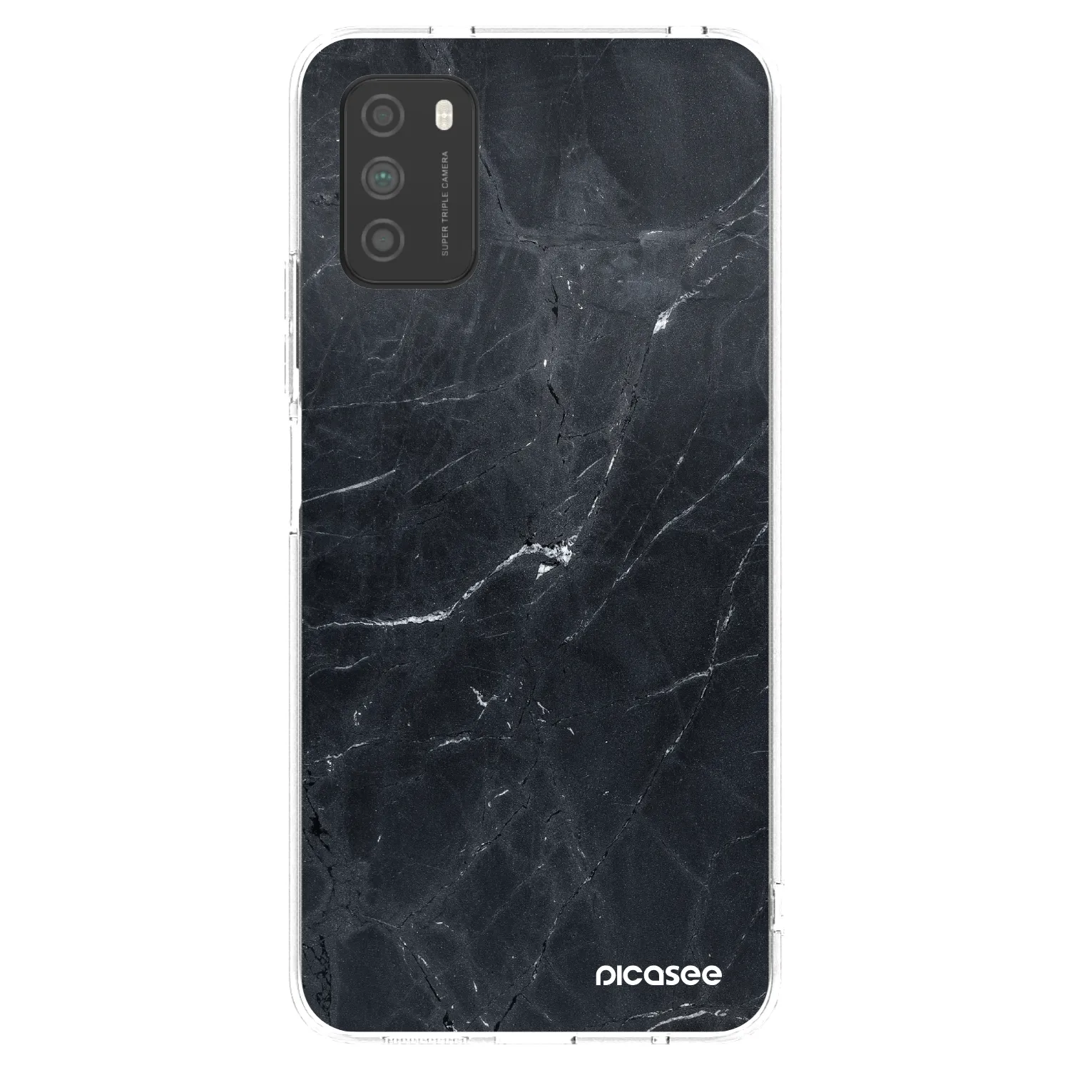Picasee Xiaomi Poco M3 Hülle - Transparentes Silikon - Black marble