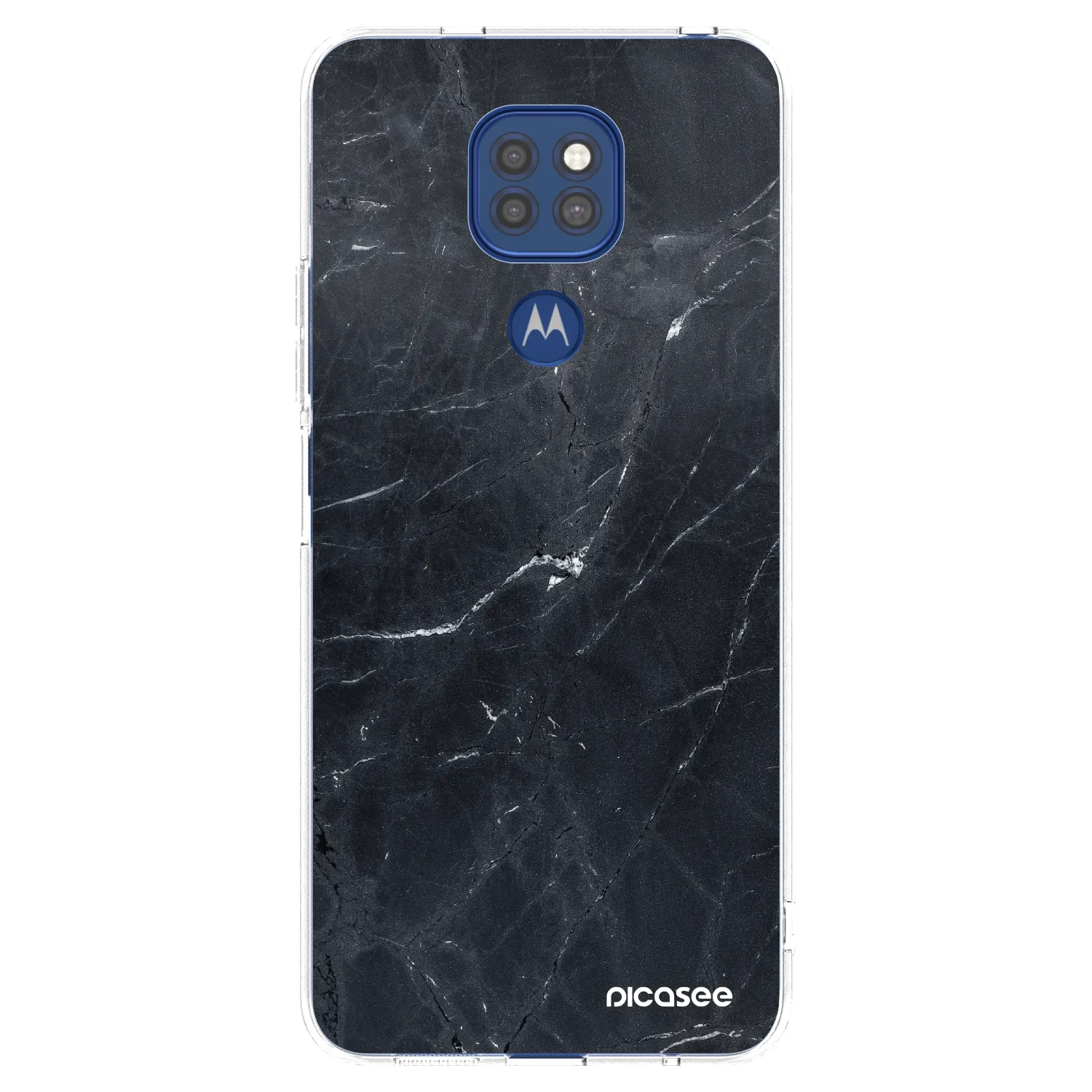 Picasee Motorola Moto G9 Play Hülle - Transparentes Silikon - Black marble