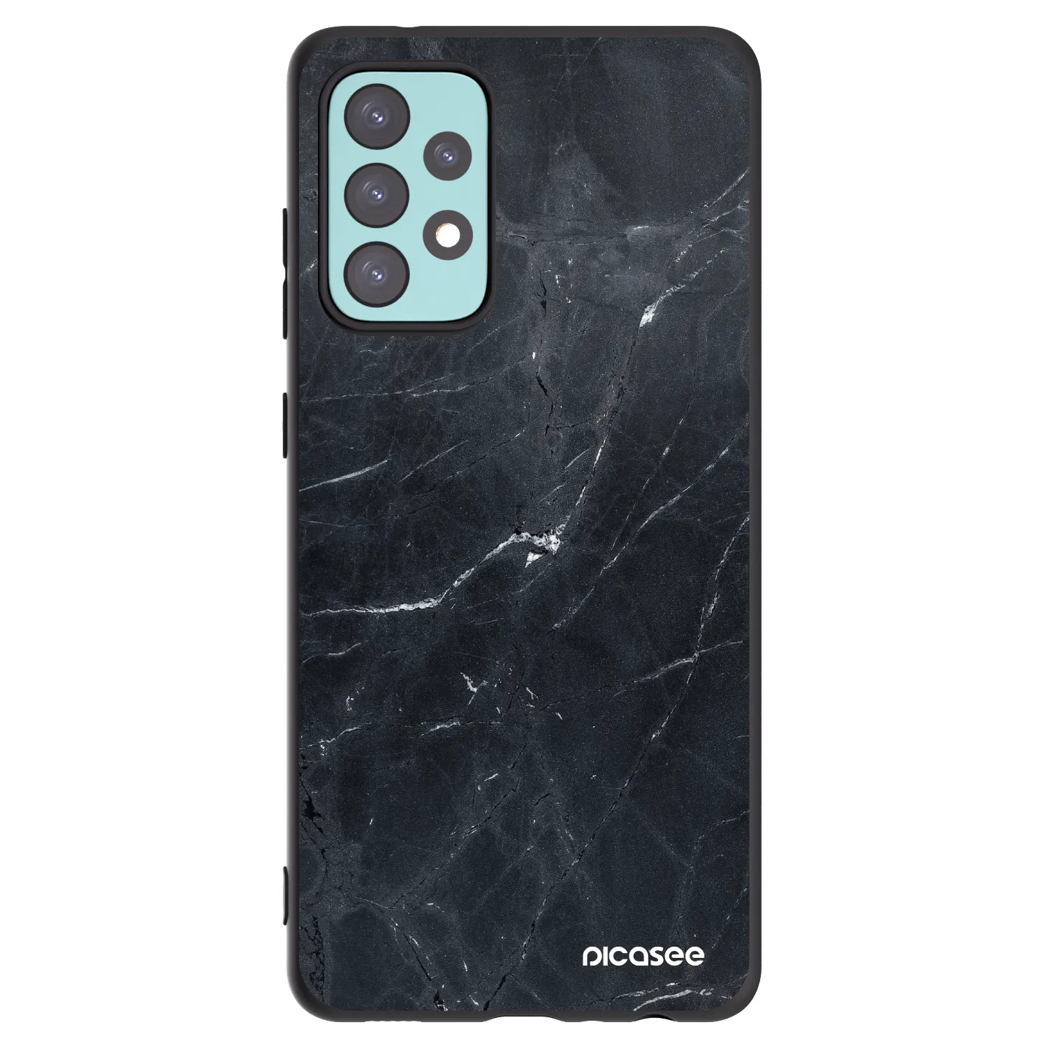 Picasee Samsung Galaxy A72 A725F Hülle - Schwarzes Silikon - Black marble