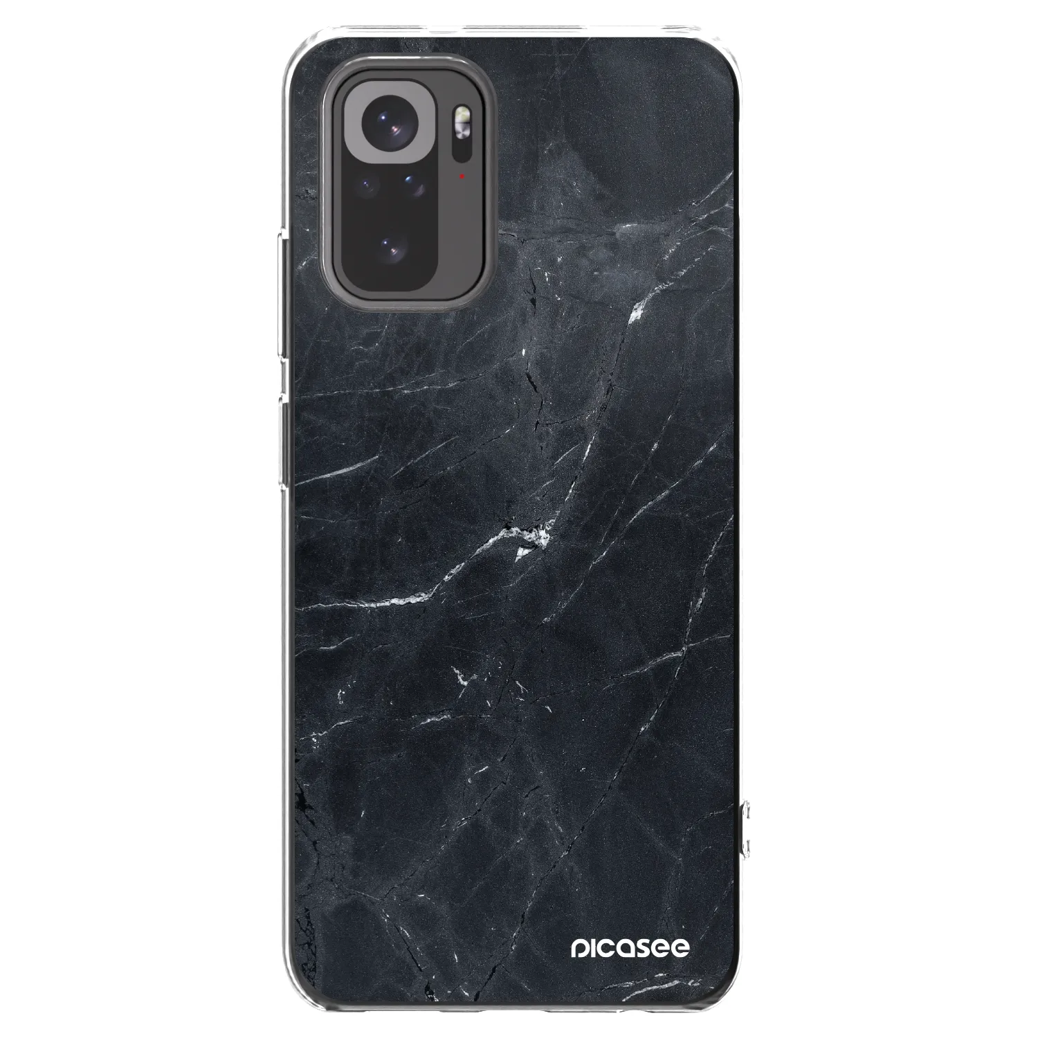 Picasee Xiaomi Redmi Note 10S Hülle - Transparentes Silikon - Black marble