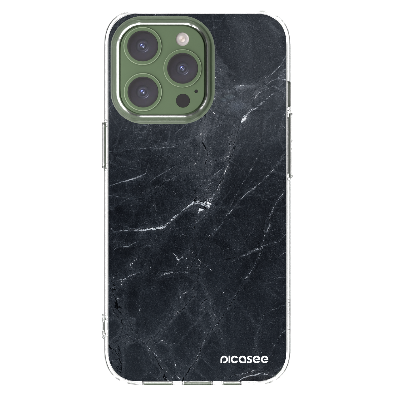 Picasee Apple iPhone 13 Pro Hülle - Transparentes Silikon - Black marble