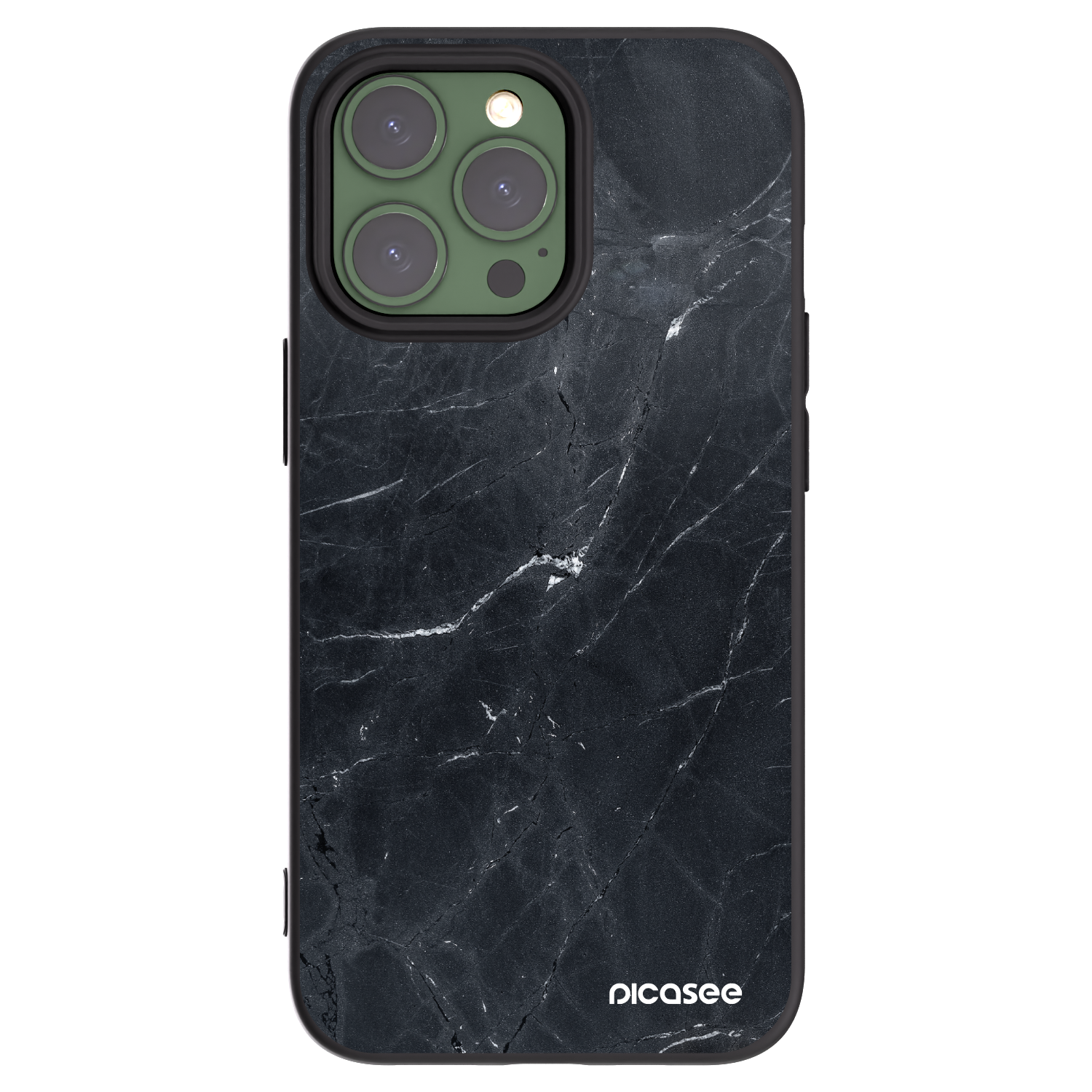 Picasee Apple iPhone 13 Pro Hülle - Schwarzes Silikon - Black marble