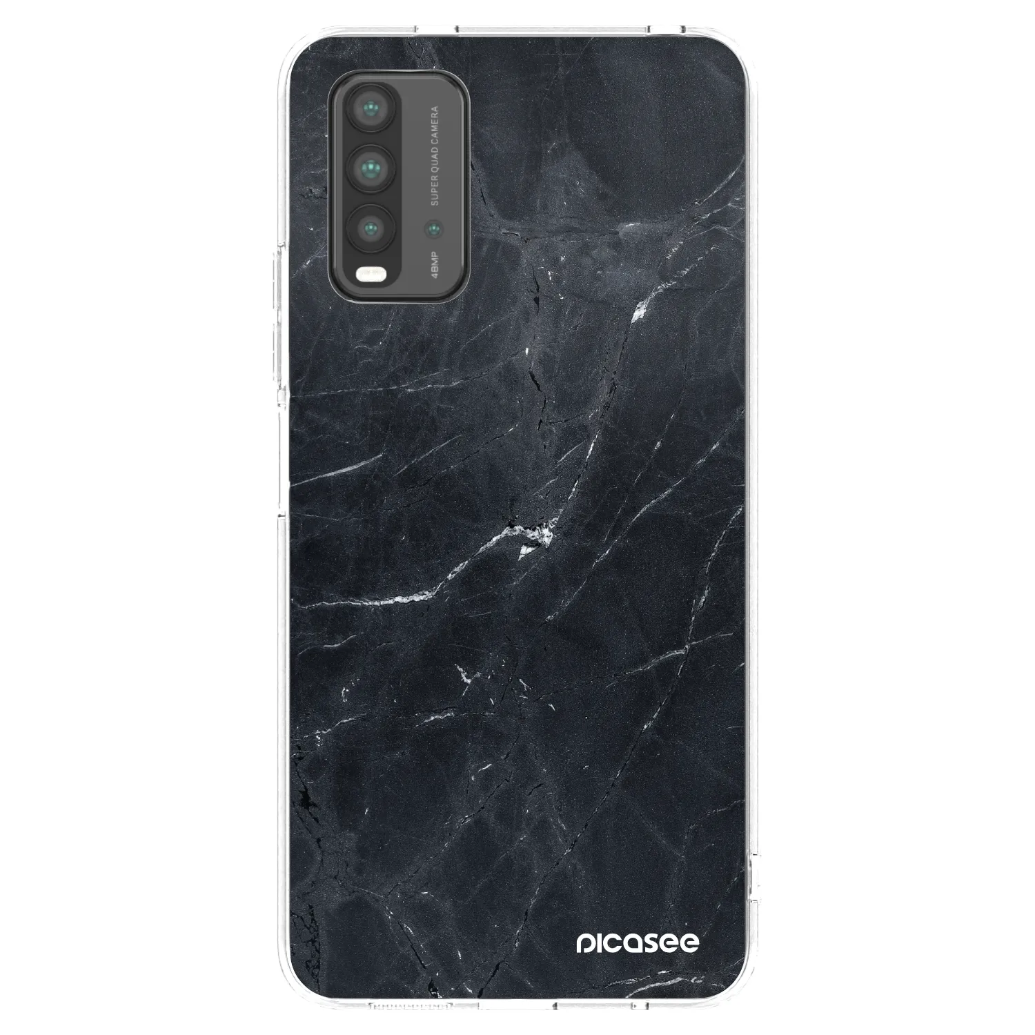 Picasee Xiaomi Redmi 9T Hülle - Schwarzes Silikon - Black marble
