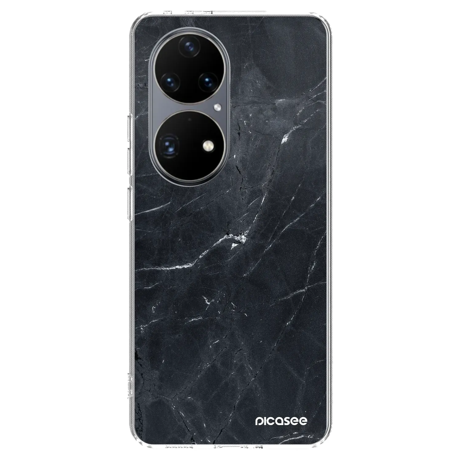 Picasee Huawei P50 Hülle - Transparentes Silikon - Black marble