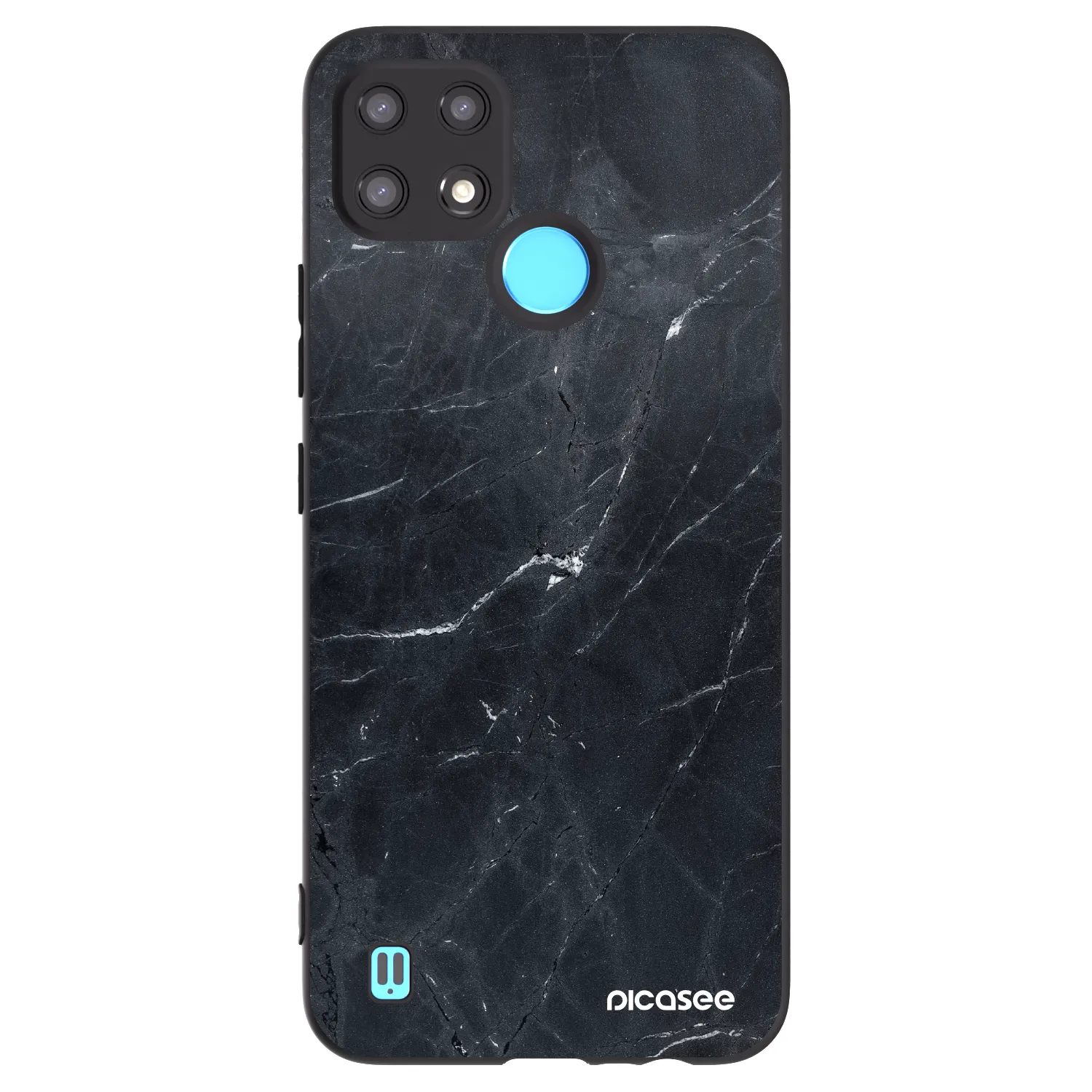 Picasee Realme C21 Hülle - Schwarzes Silikon - Black marble