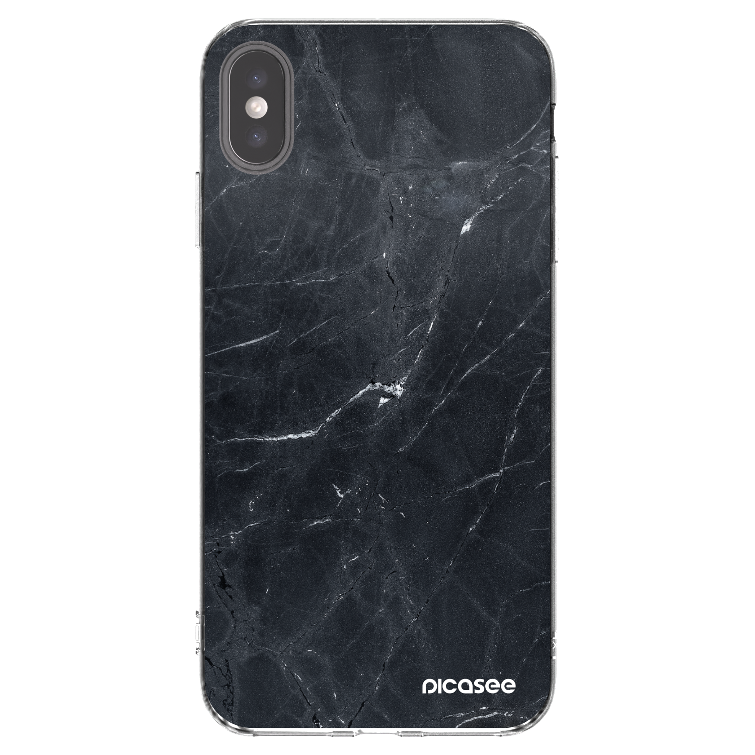 Picasee Apple iPhone XS Max Hülle - Transparentes Silikon - Black marble