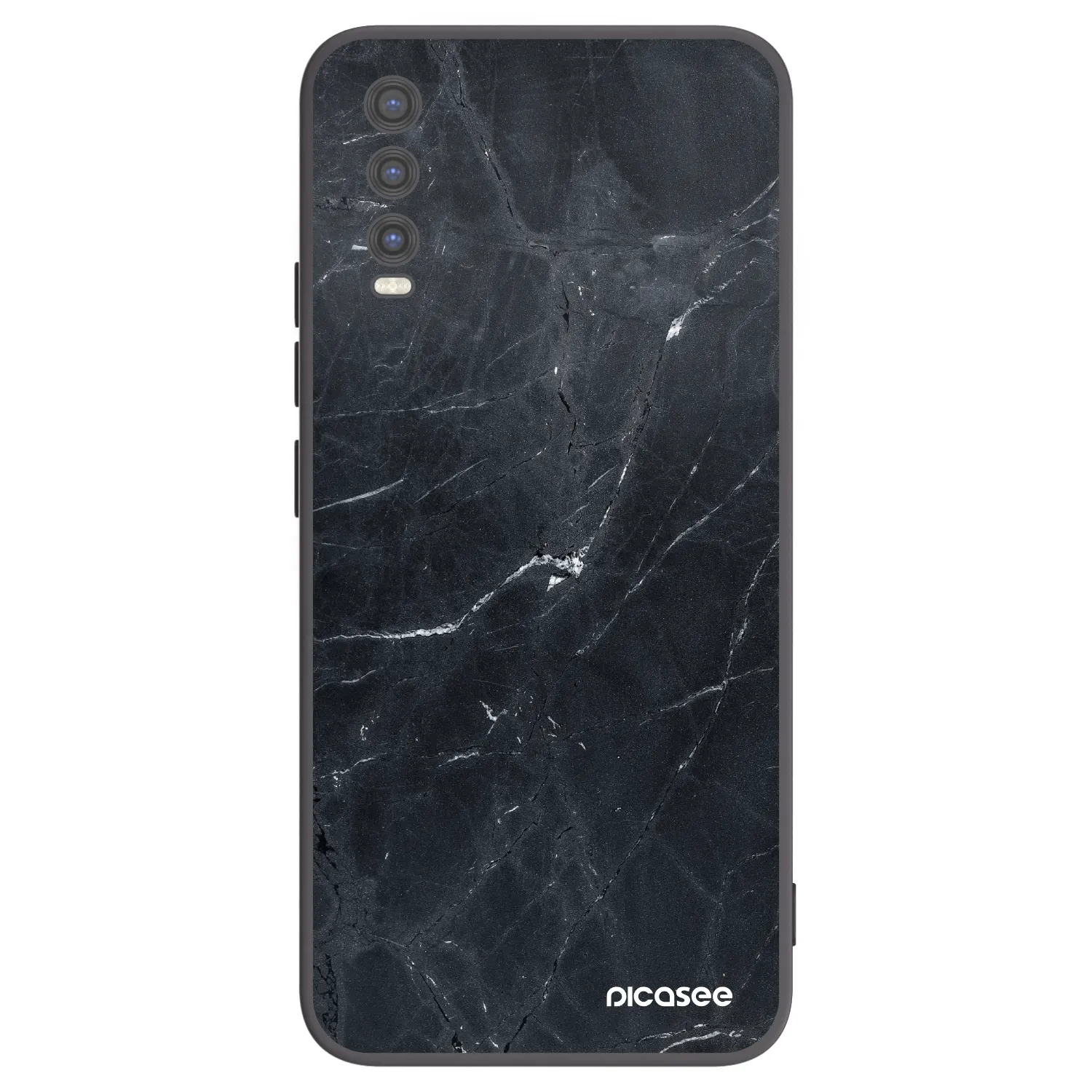 Picasee Vivo Y20s Hülle - Schwarzes Silikon - Black marble