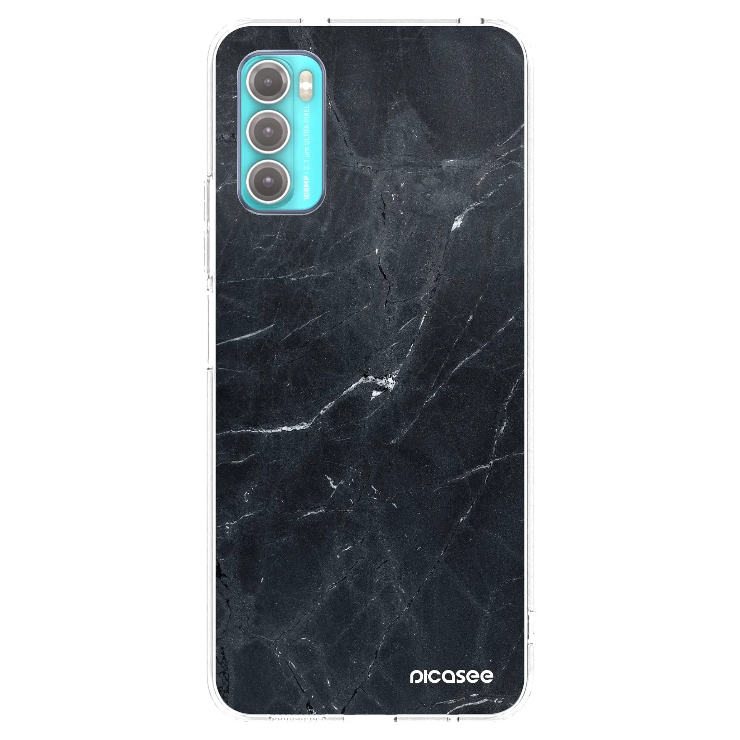Picasee Motorola Moto G60 Hülle - Transparentes Silikon - Black marble