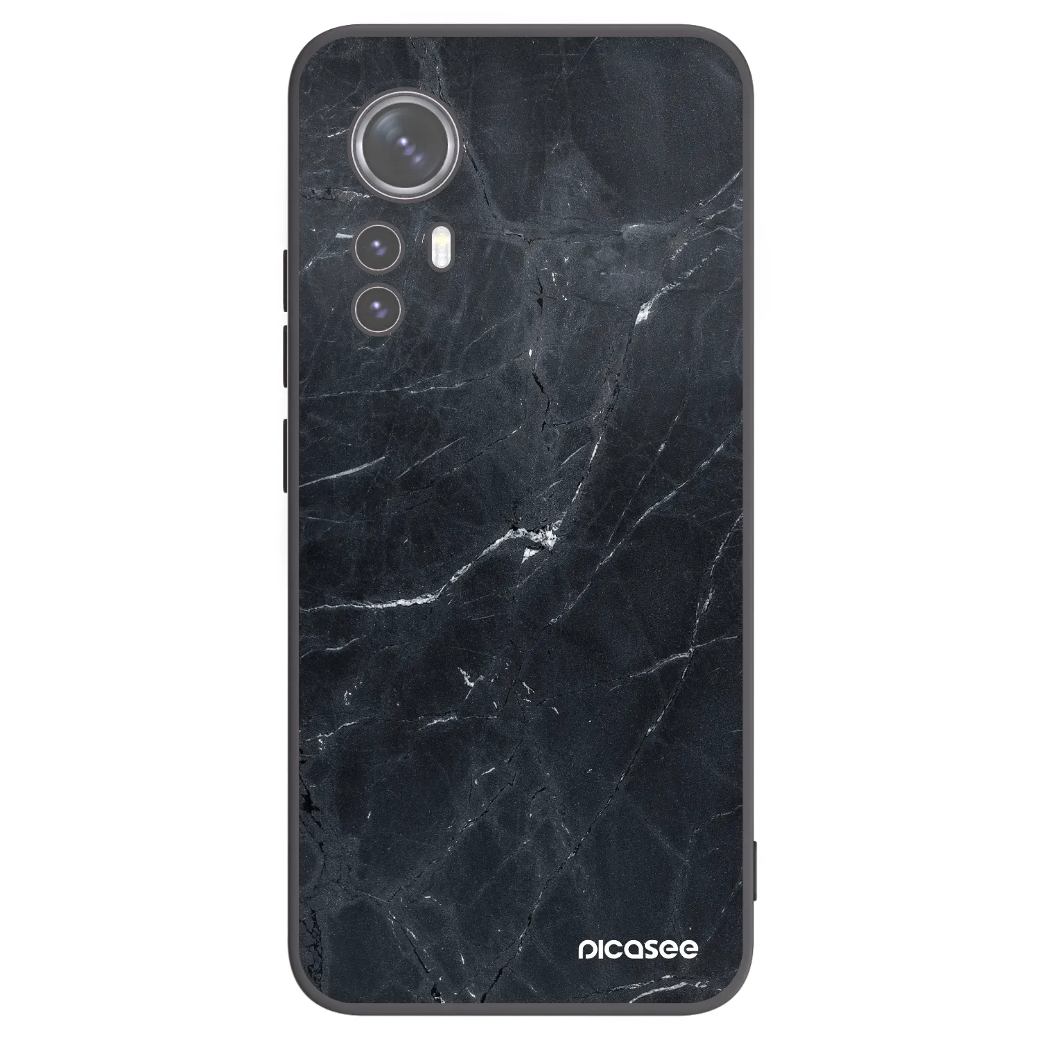 Picasee Xiaomi 12 Hülle - Schwarzes Silikon - Black marble