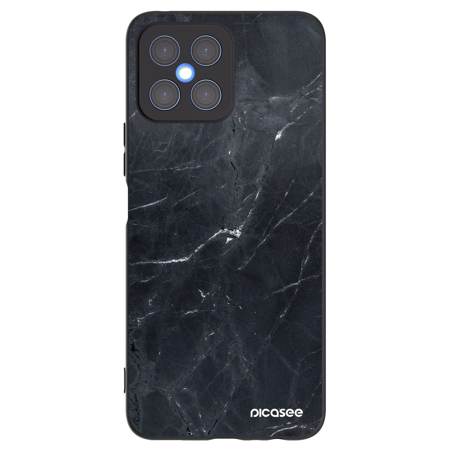 Picasee Honor X8 4G Hülle - Schwarzes Silikon - Black marble