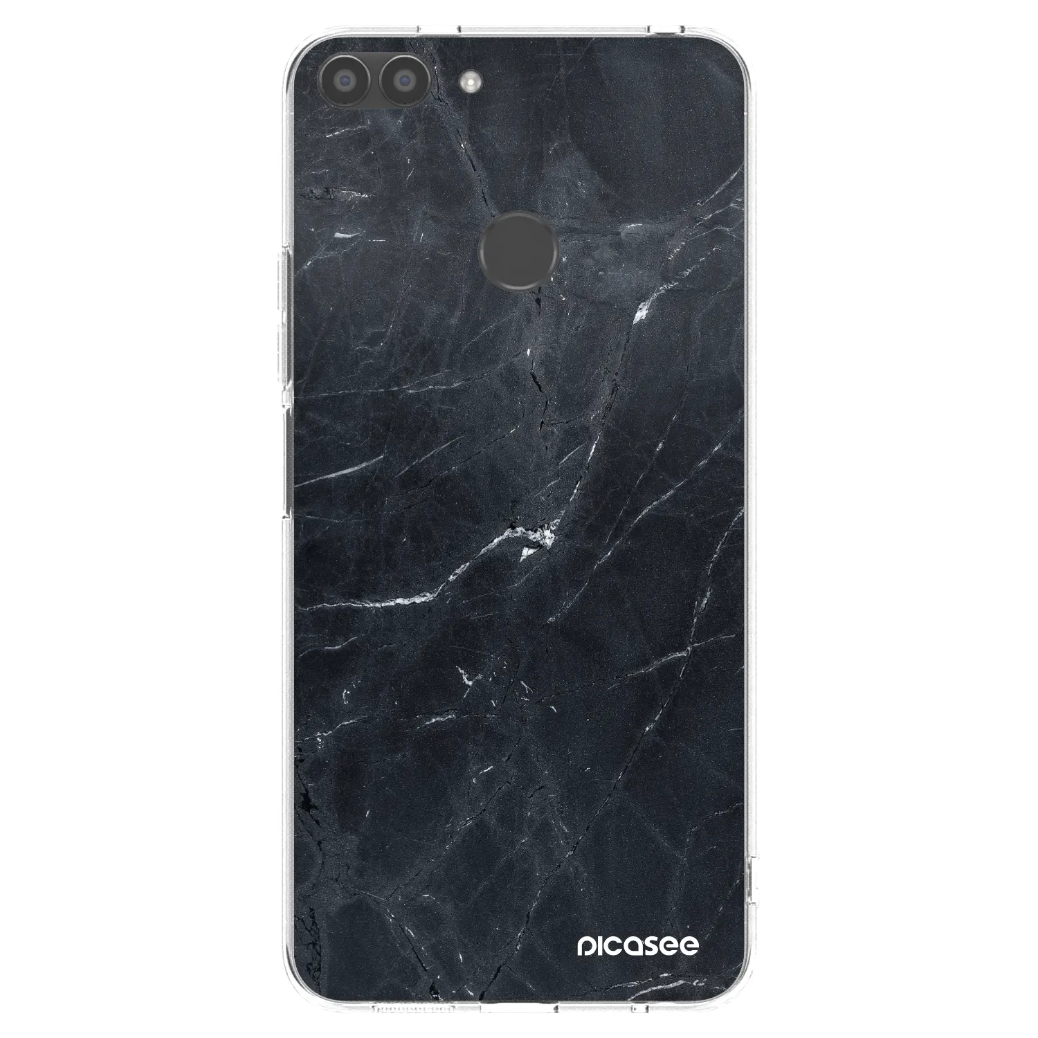 Picasee Huawei P Smart Hülle - Transparentes Silikon - Black marble