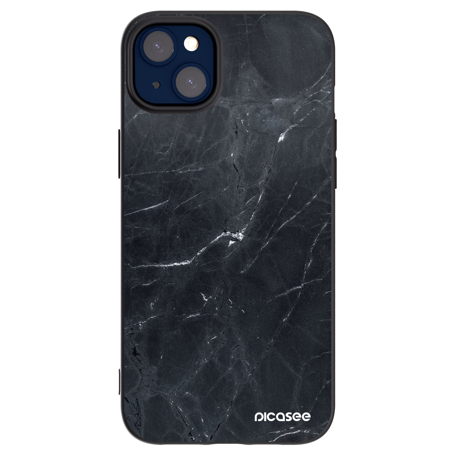 Picasee Apple iPhone 14 Plus Hülle - Schwarzes Silikon - Black marble