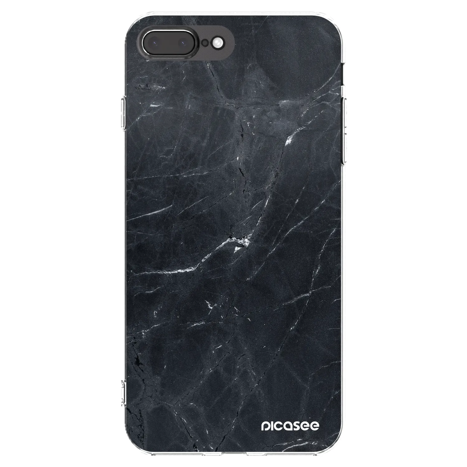 Picasee Apple iPhone 8 Plus Hülle - Transparentes Silikon - Black marble