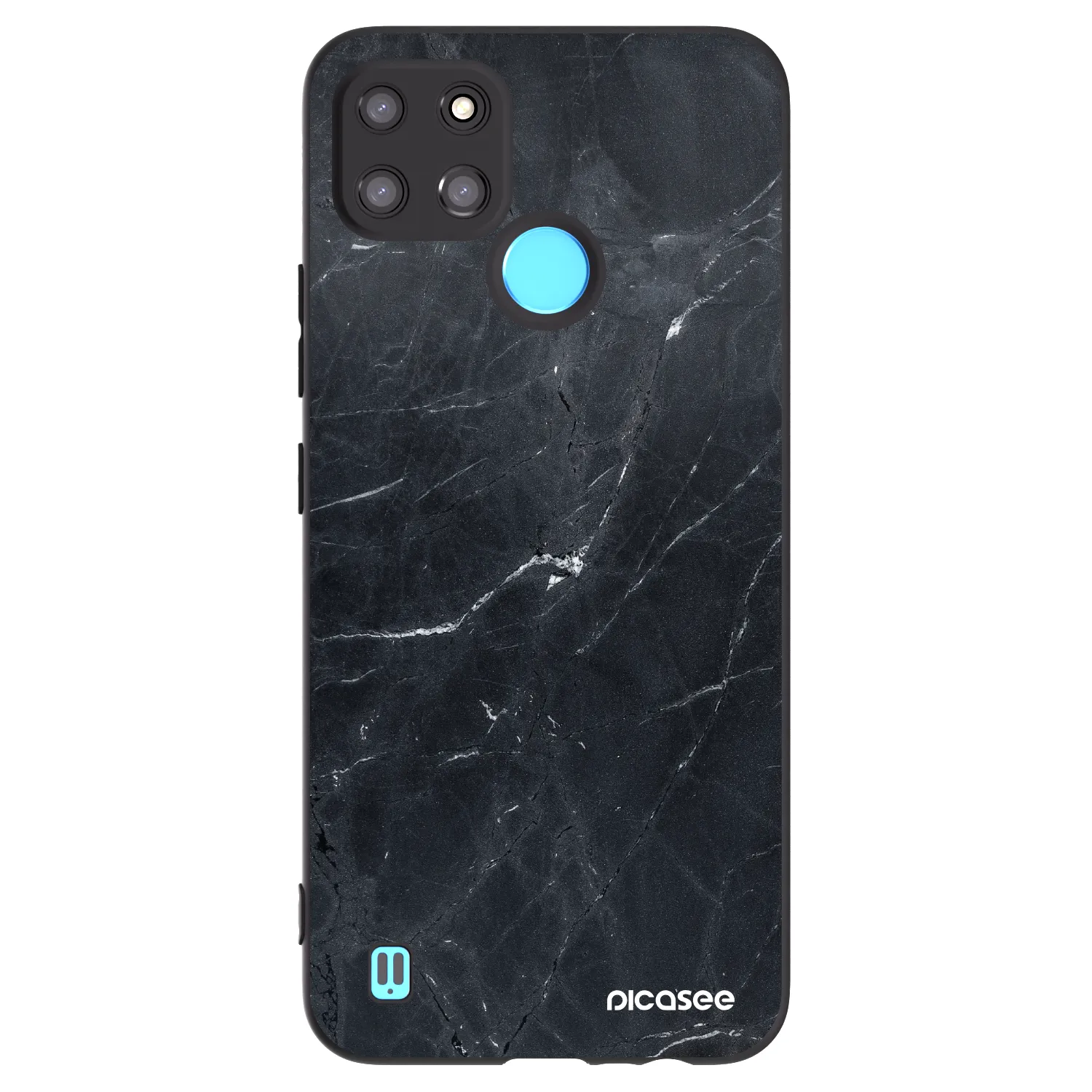 Picasee Realme C21Y Hülle - Schwarzes Silikon - Black marble