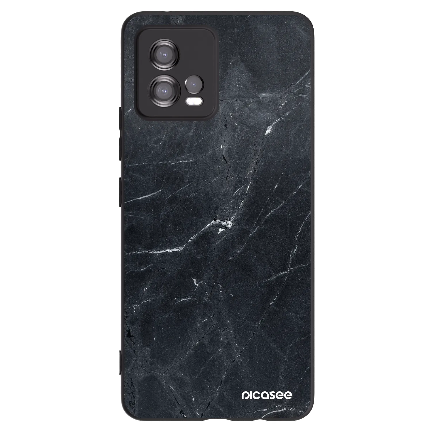 Picasee Motorola Moto G72 Hülle - Schwarzes Silikon - Black marble