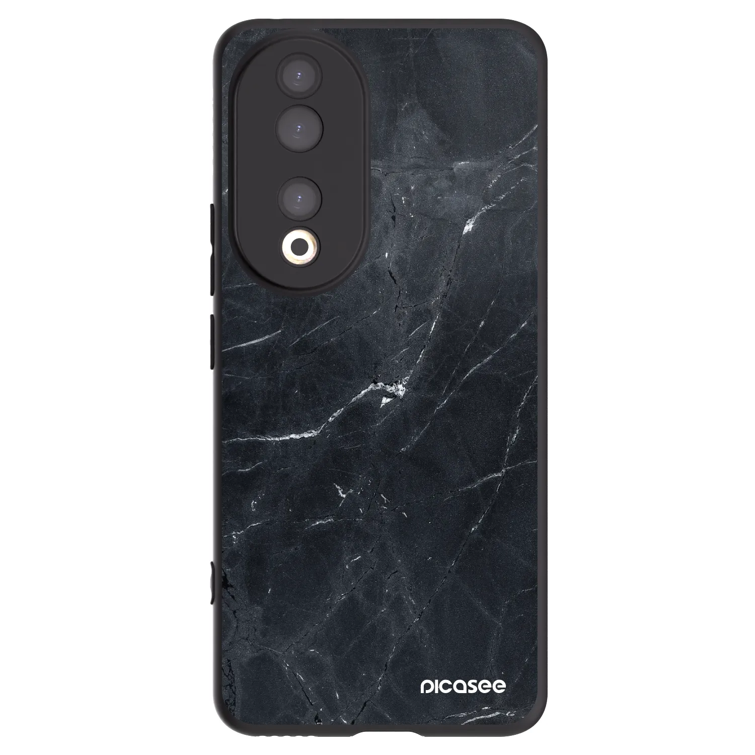 Picasee Honor 90 5G Hülle - Schwarzes Silikon - Black marble
