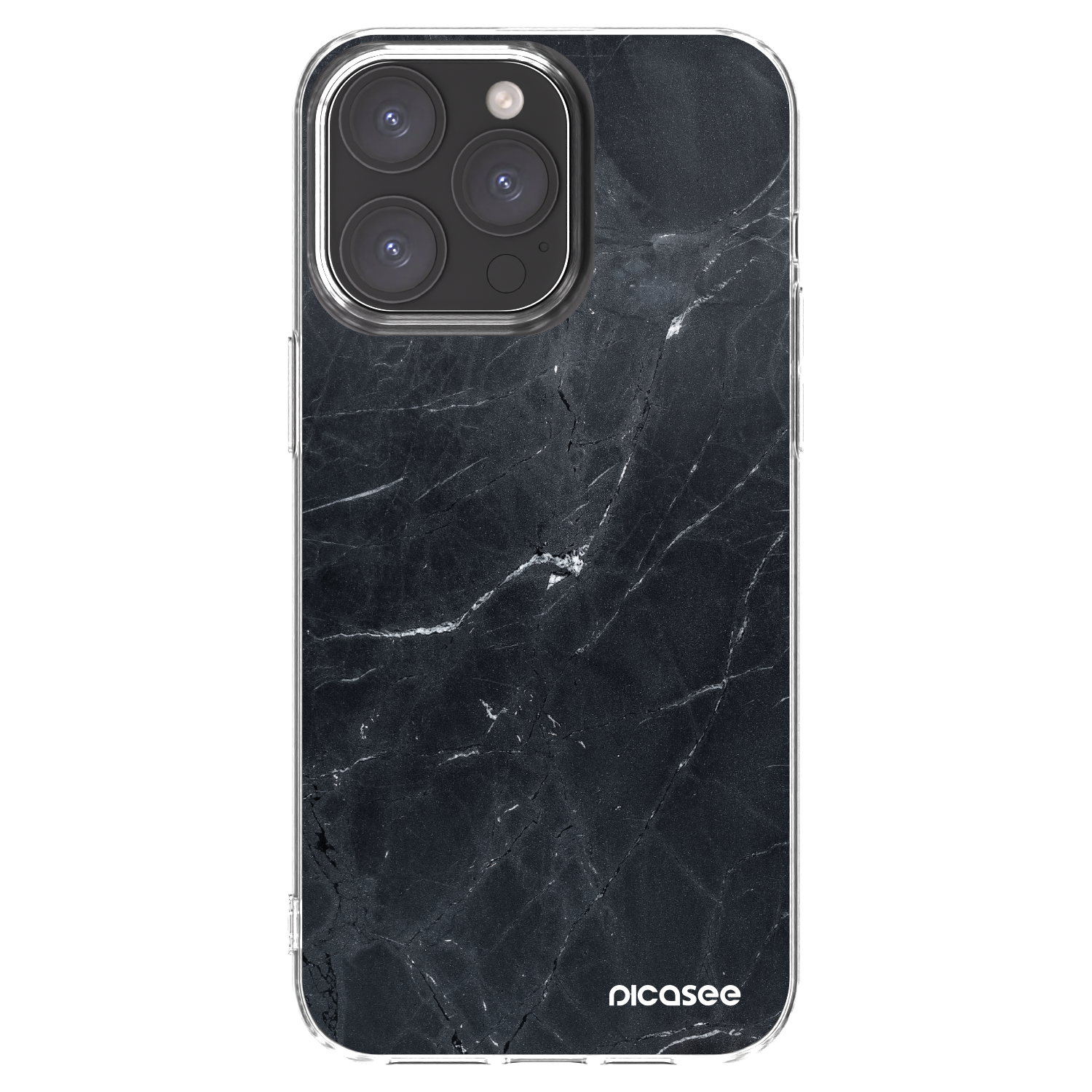 Picasee Apple iPhone 15 Pro Max Hülle - Transparentes Silikon - Black marble