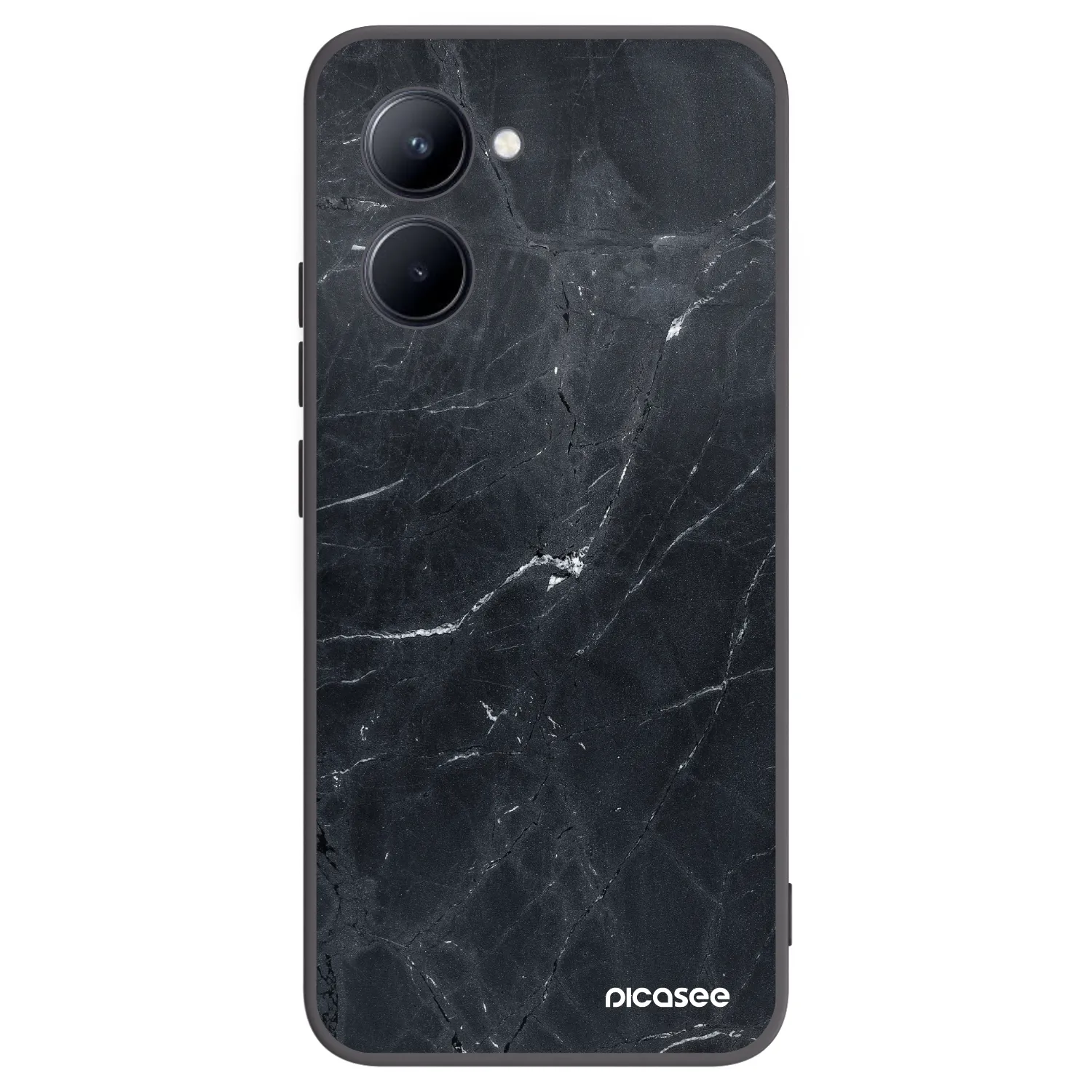 Picasee Realme C33 (2023) Hülle - Schwarzes Silikon - Black marble