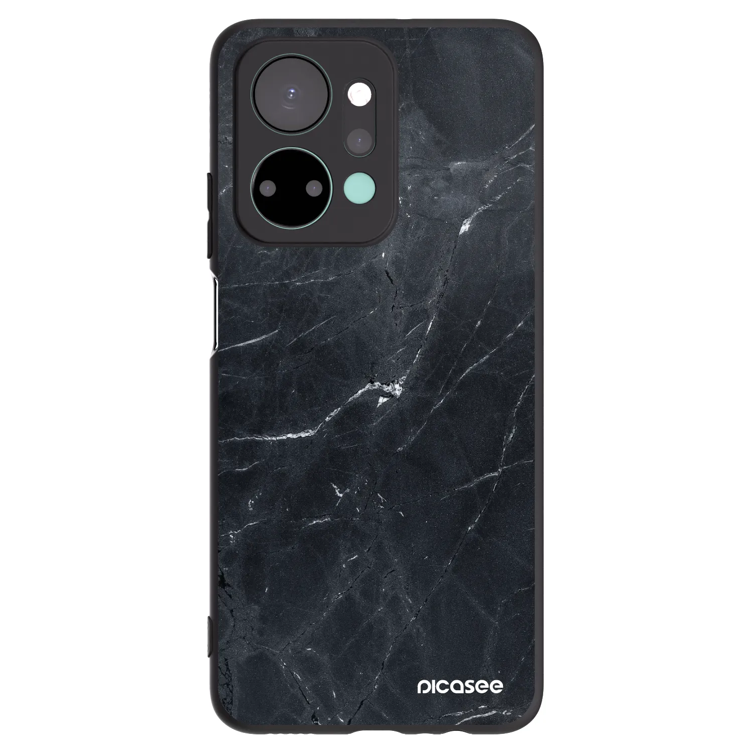 Picasee Honor X7a Hülle - Schwarzes Silikon - Black marble