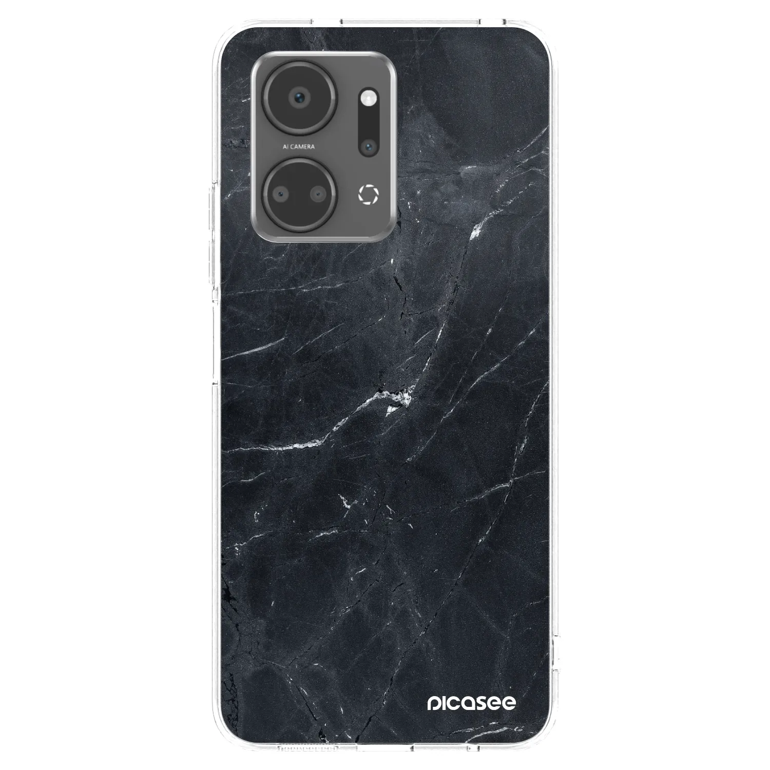 Picasee Honor X7a Hülle - Transparentes Silikon - Black marble
