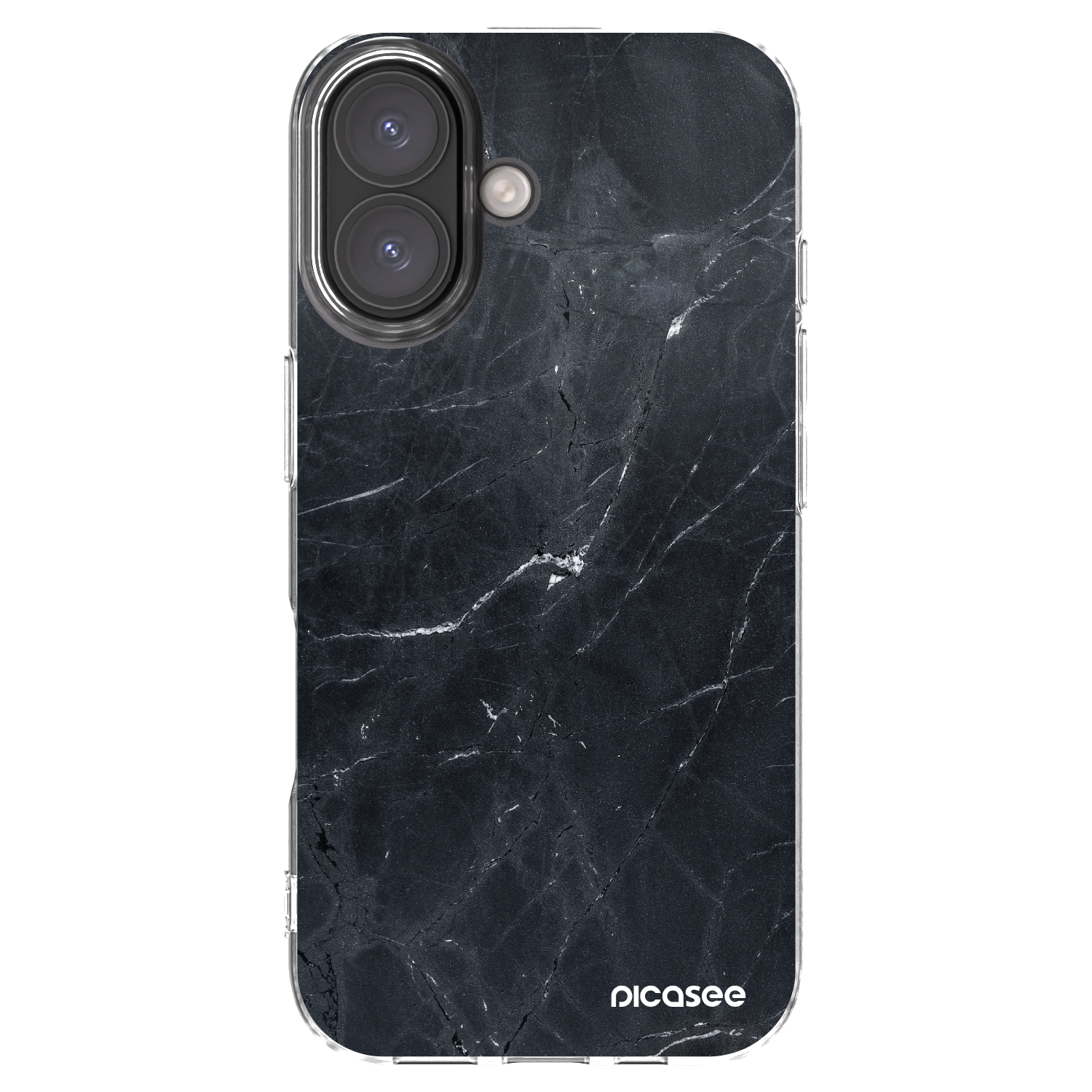 Picasee Apple iPhone 16 Hülle - Transparentes Silikon - Black marble