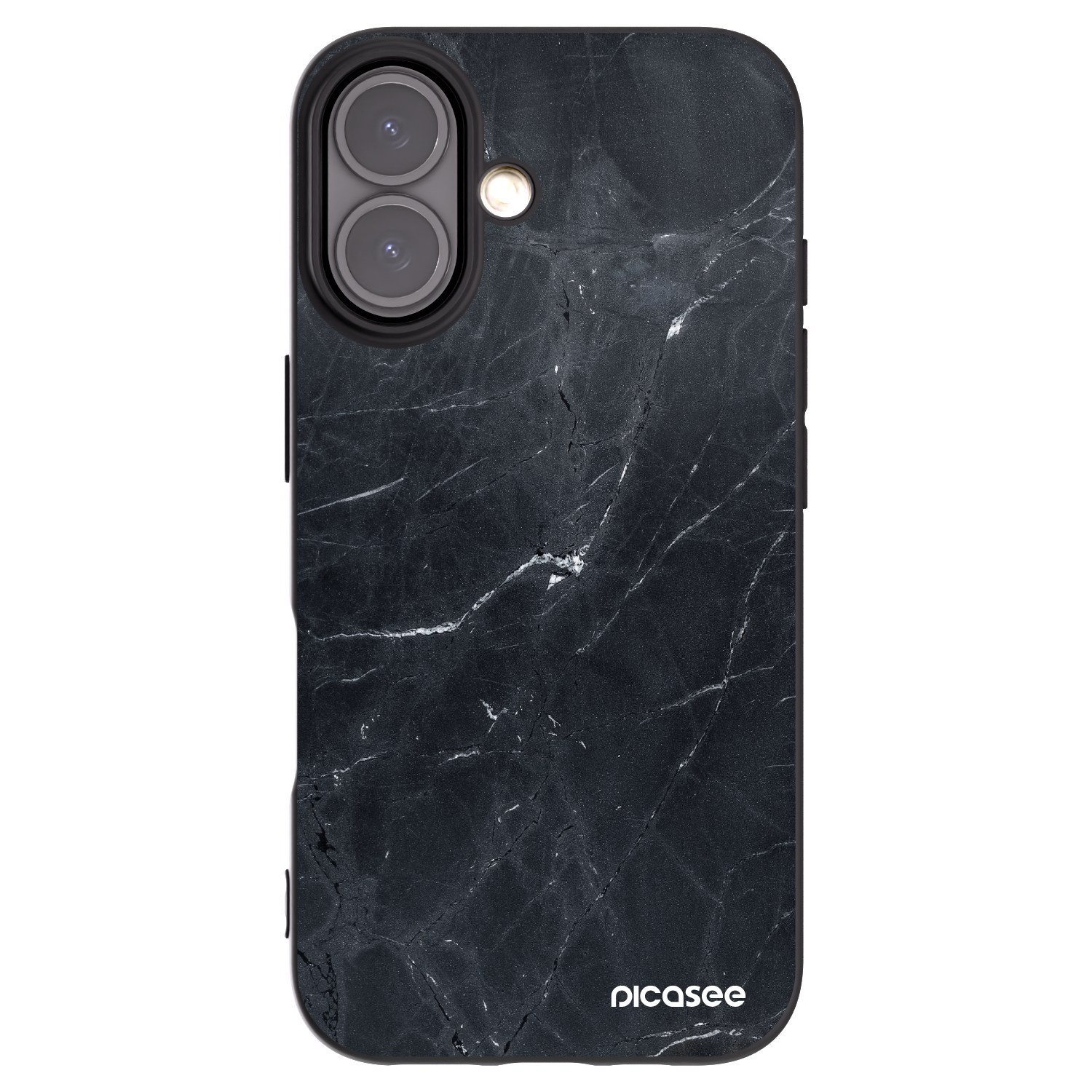Picasee Apple iPhone 16 Hülle - Schwarzes Silikon - Black marble