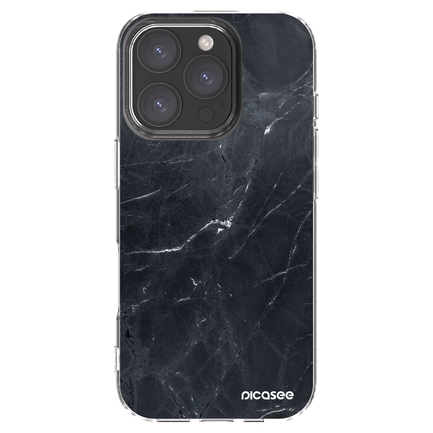 Picasee Apple iPhone 16 Pro Hülle - Transparentes Silikon - Black marble