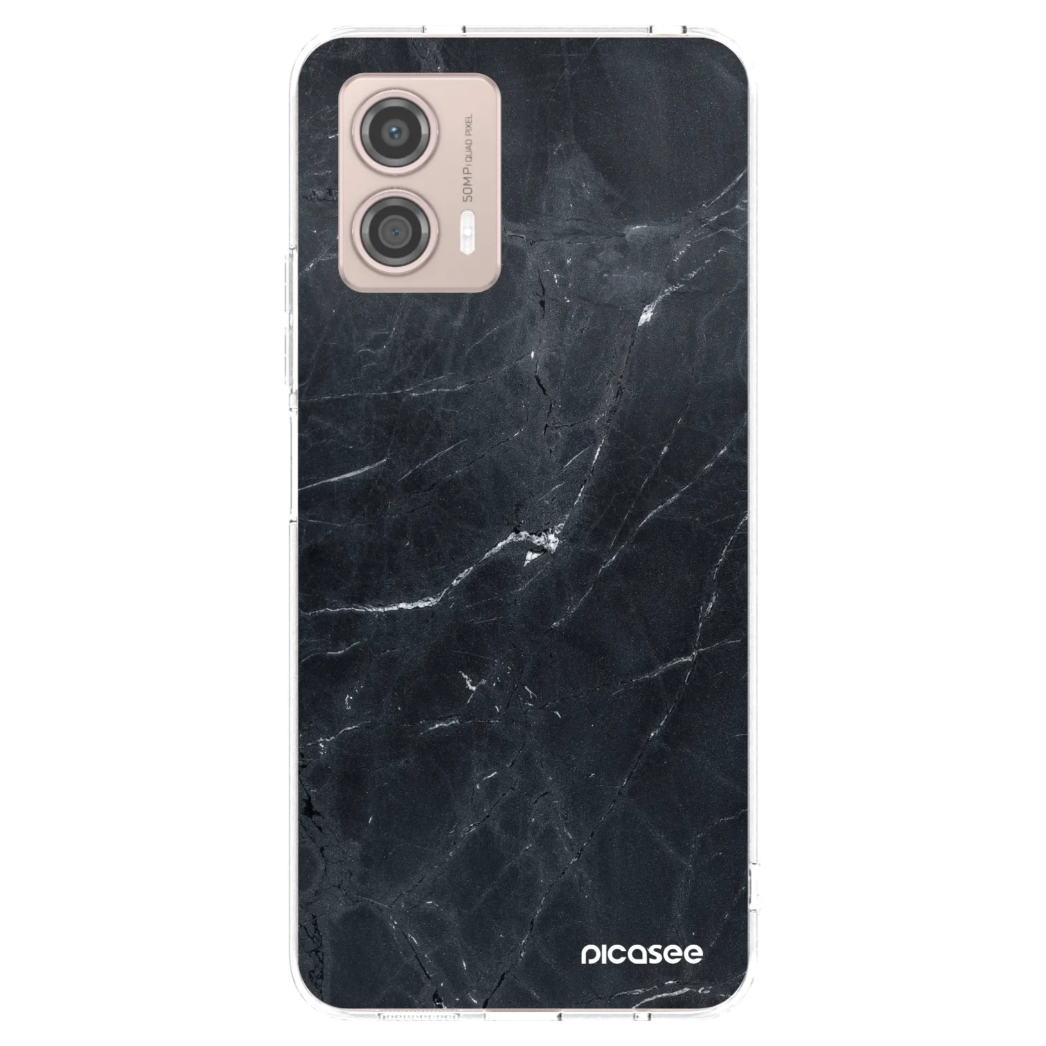 Picasee Motorola Moto G53 5G Hülle - Transparentes Silikon - Black marble