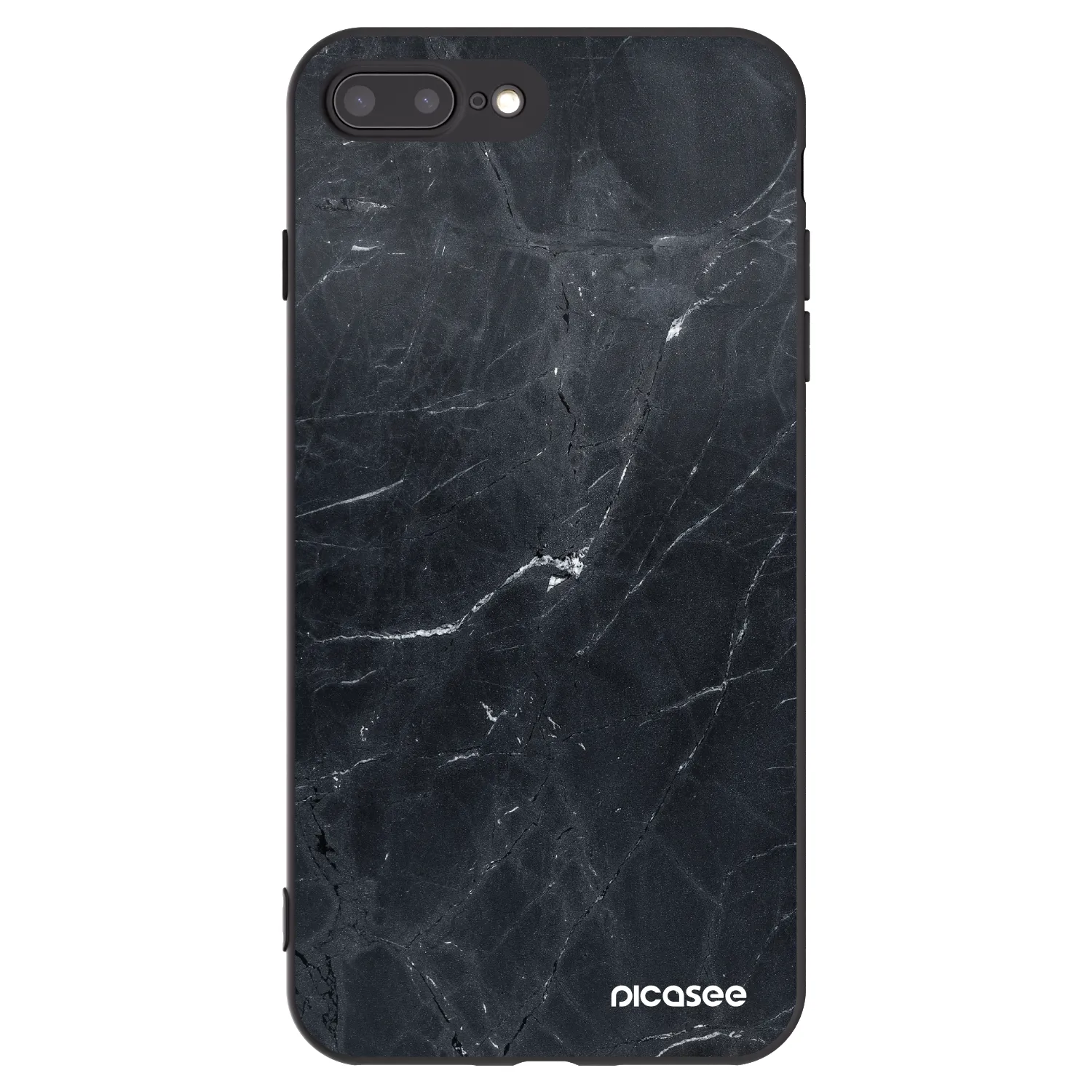 Picasee Apple iPhone 7 Plus Hülle - Schwarzes Silikon - Black marble