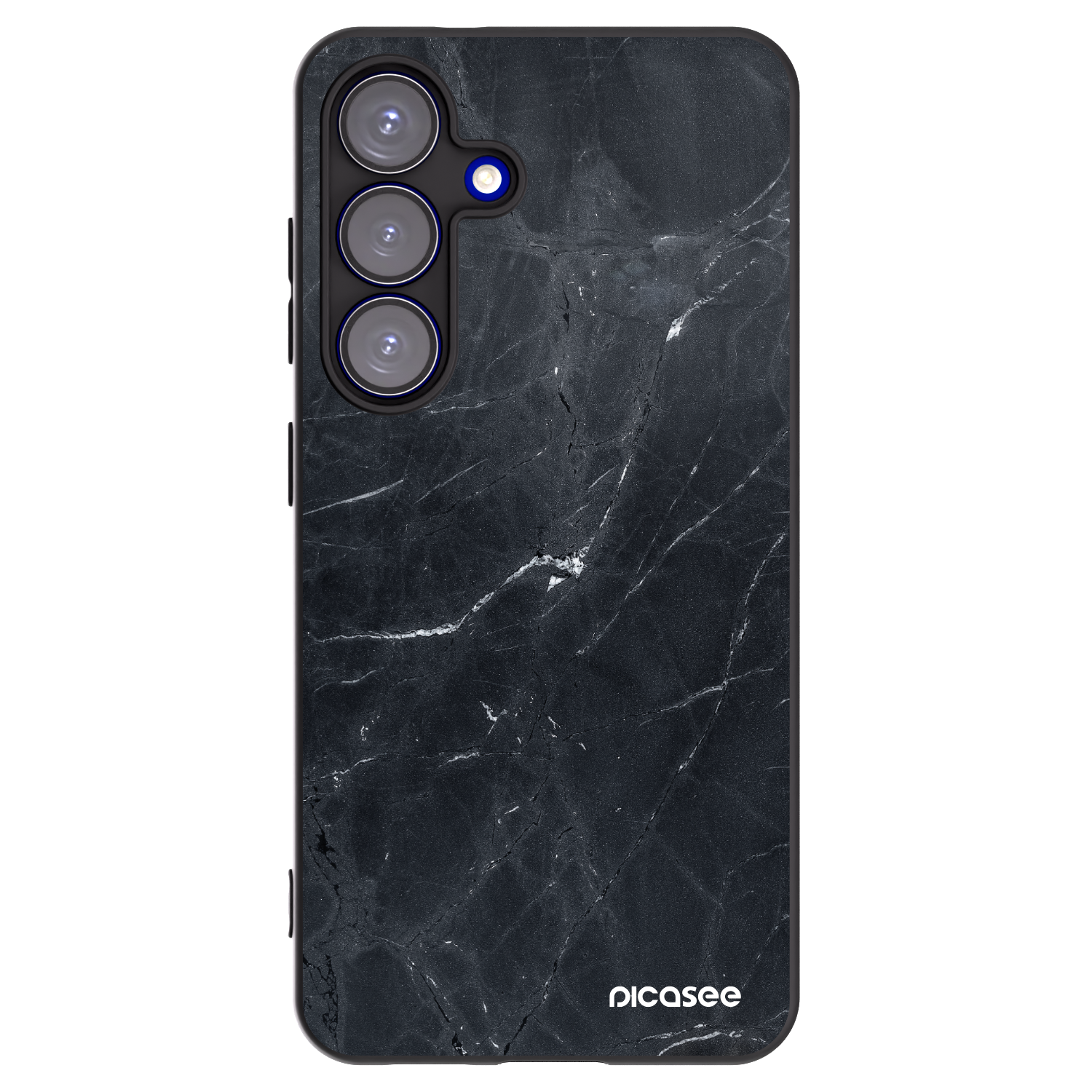 Picasee Samsung Galaxy S25 5G Hülle - Schwarzes Silikon - Black marble