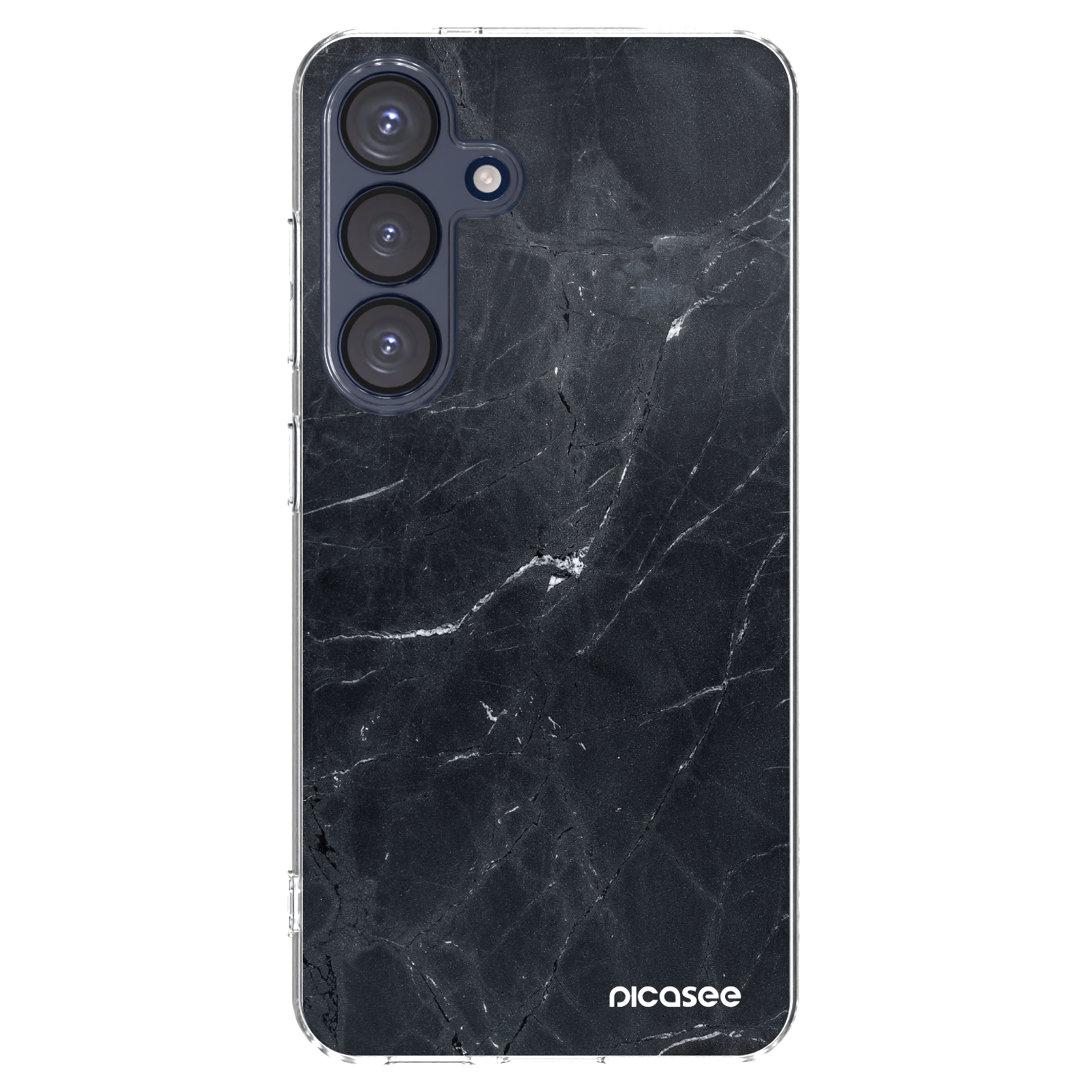 Picasee Samsung Galaxy S25 5G Hülle - Transparentes Silikon - Black marble