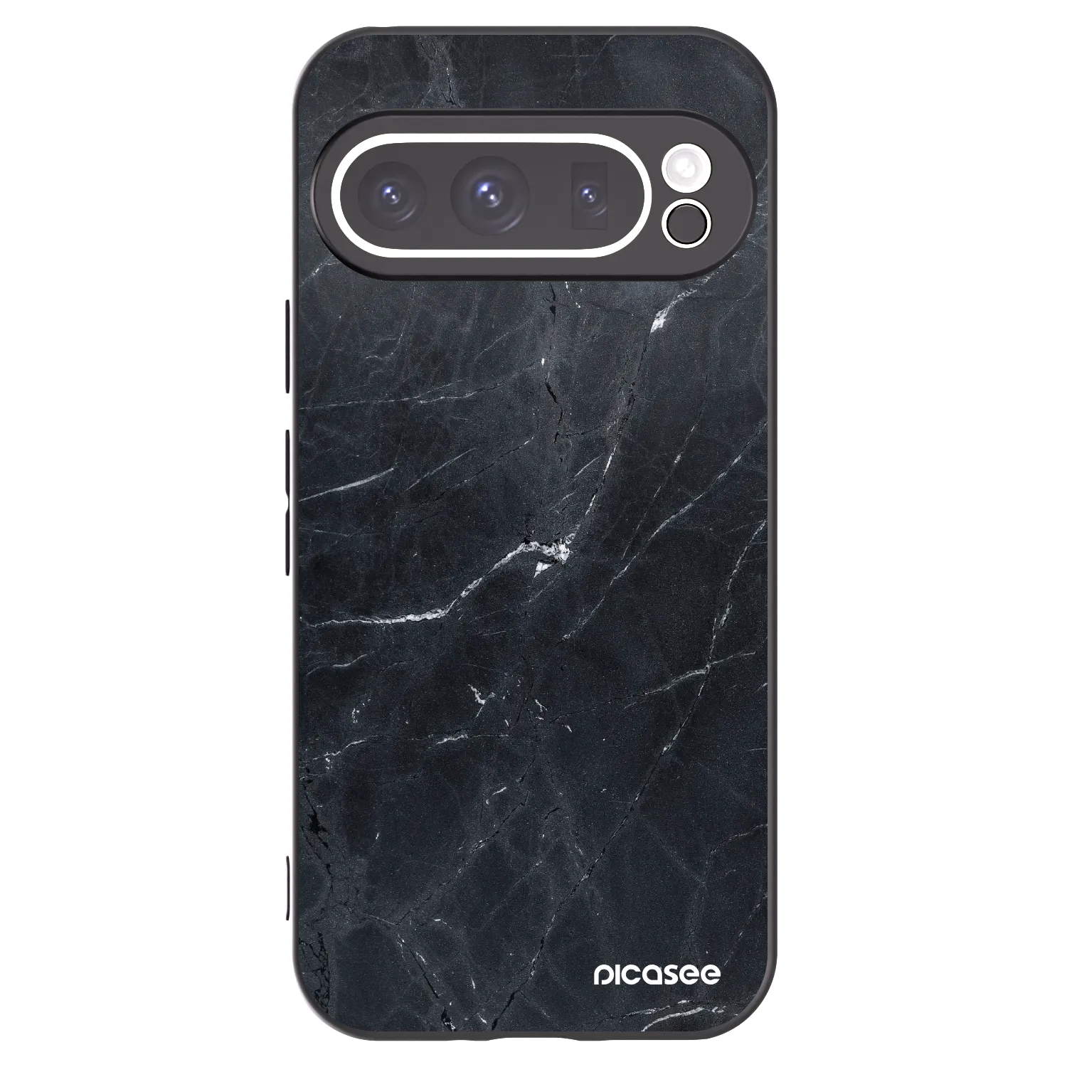Picasee Google Pixel 9 Pro Hülle - Schwarzes Silikon - Black marble