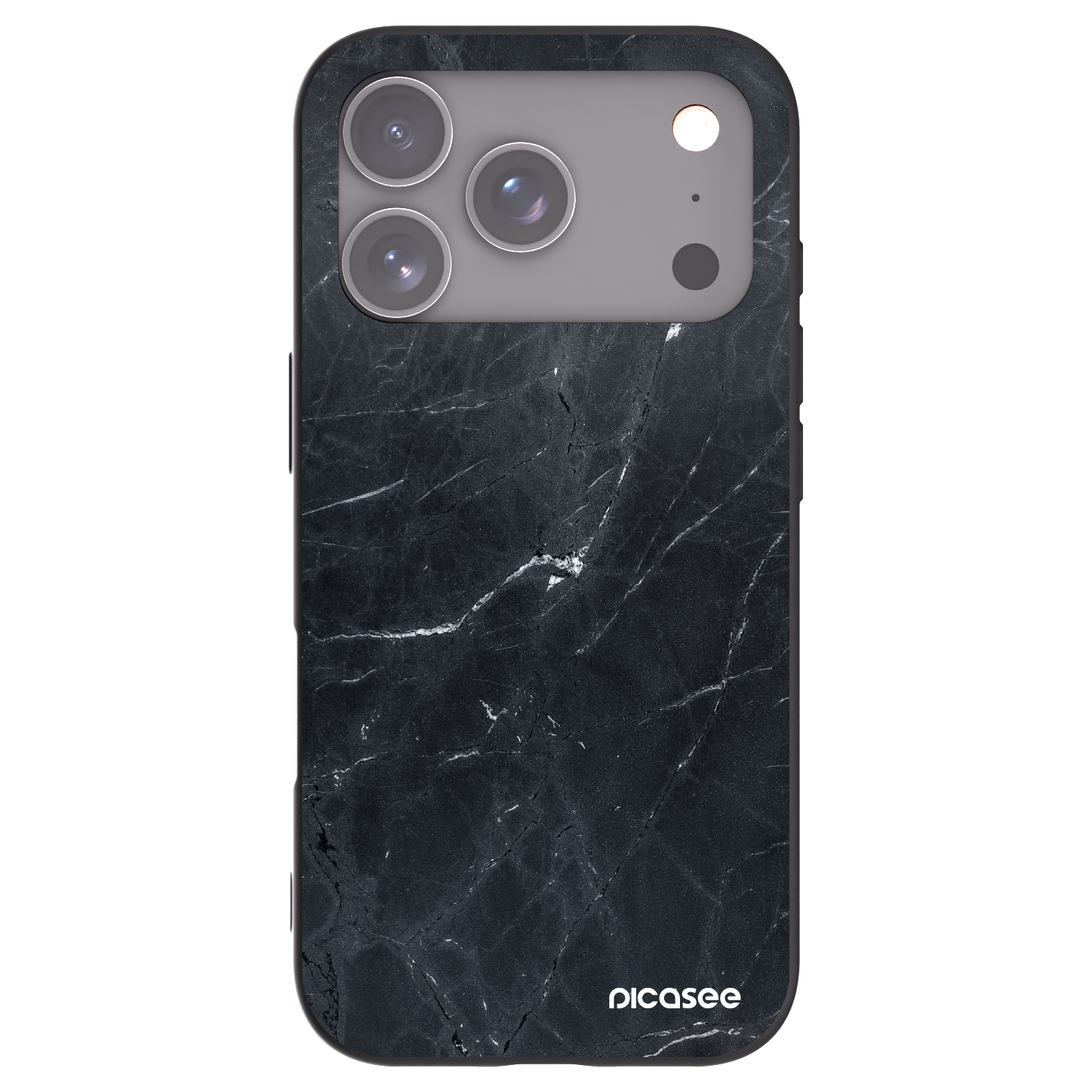 Picasee Apple iPhone 17 Pro Hülle - Schwarzes Silikon - Black marble