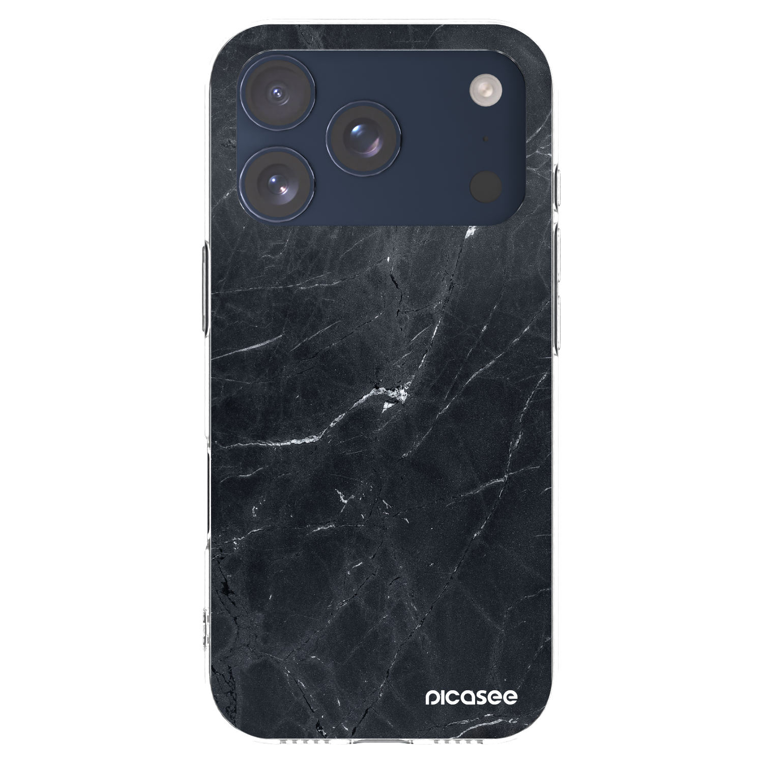 Picasee Apple iPhone 17 Pro Hülle - Transparentes Silikon - Black marble