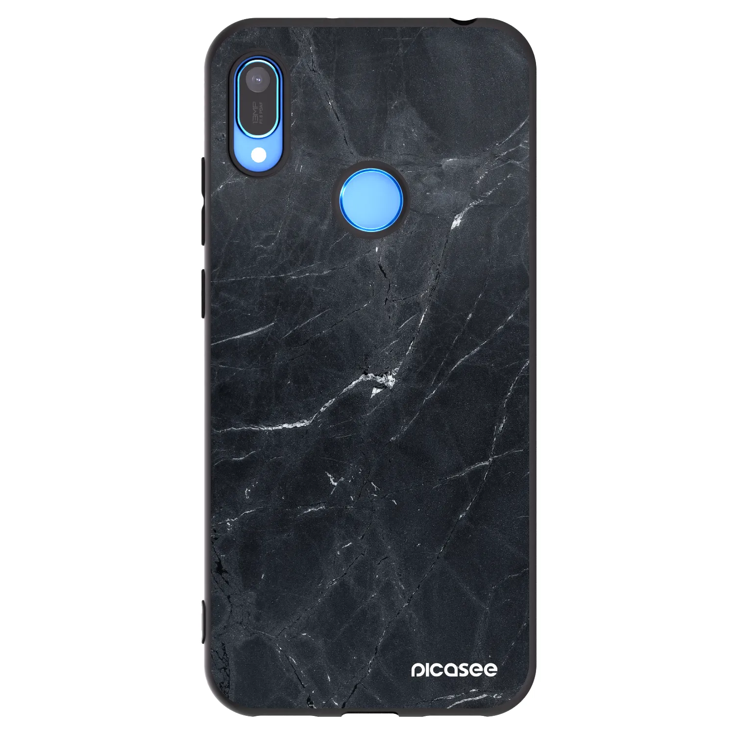 Picasee Huawei Y6 2019 Hülle - Schwarzes Silikon - Black marble