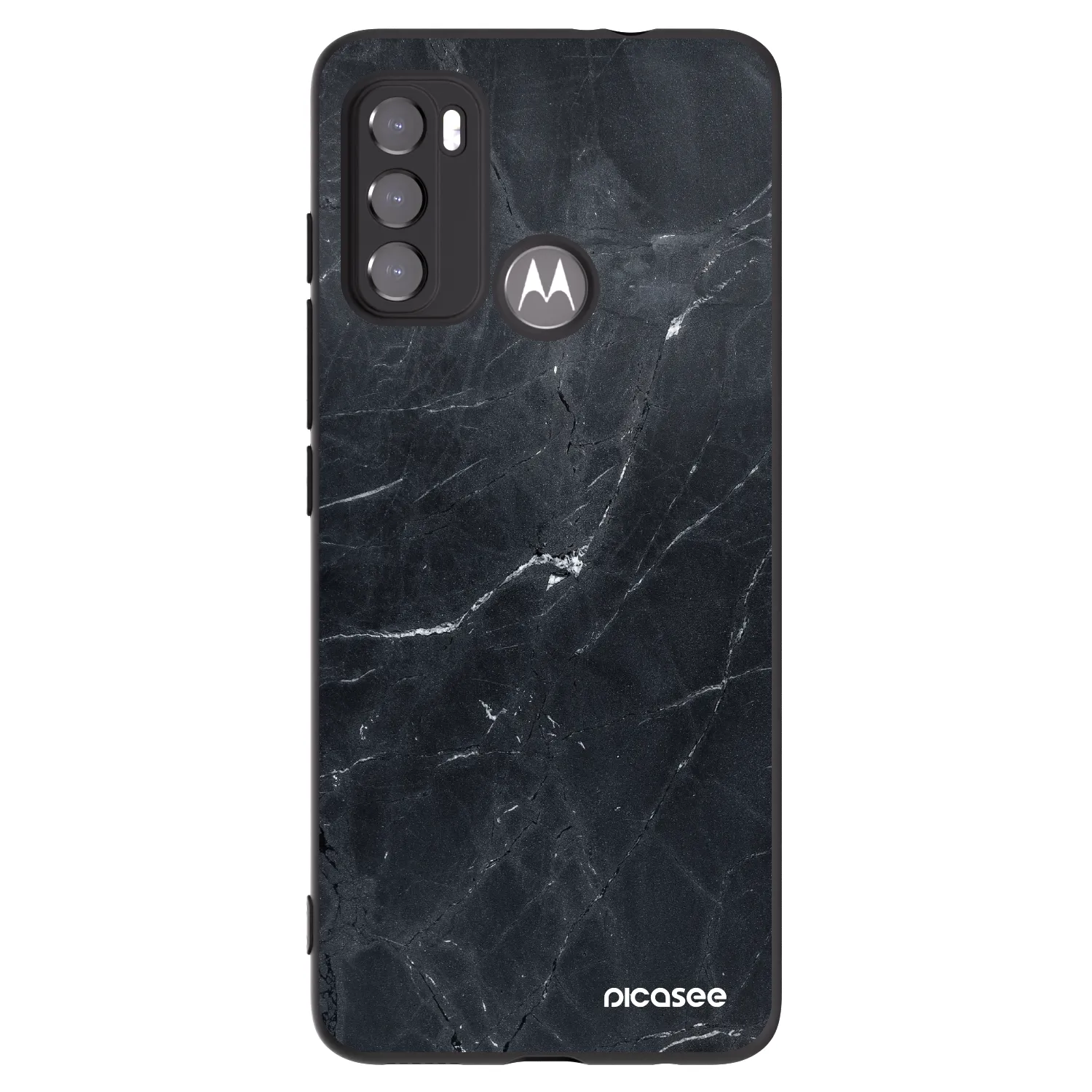 Picasee Motorola Edge 60 5G Hülle - Schwarzes Silikon - Black marble