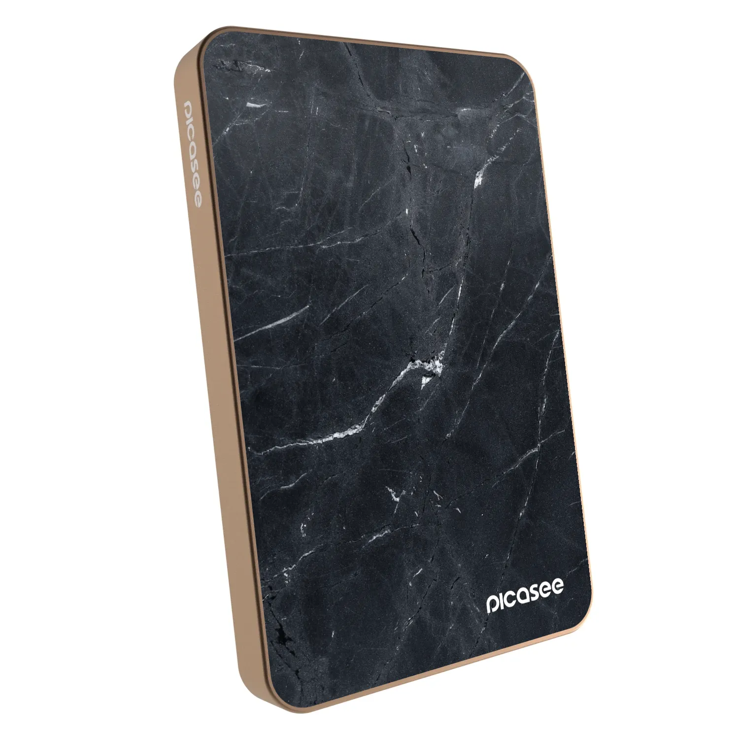Picasee Powerbank mit MagSafe 5 000 mAh Golden - Black marble