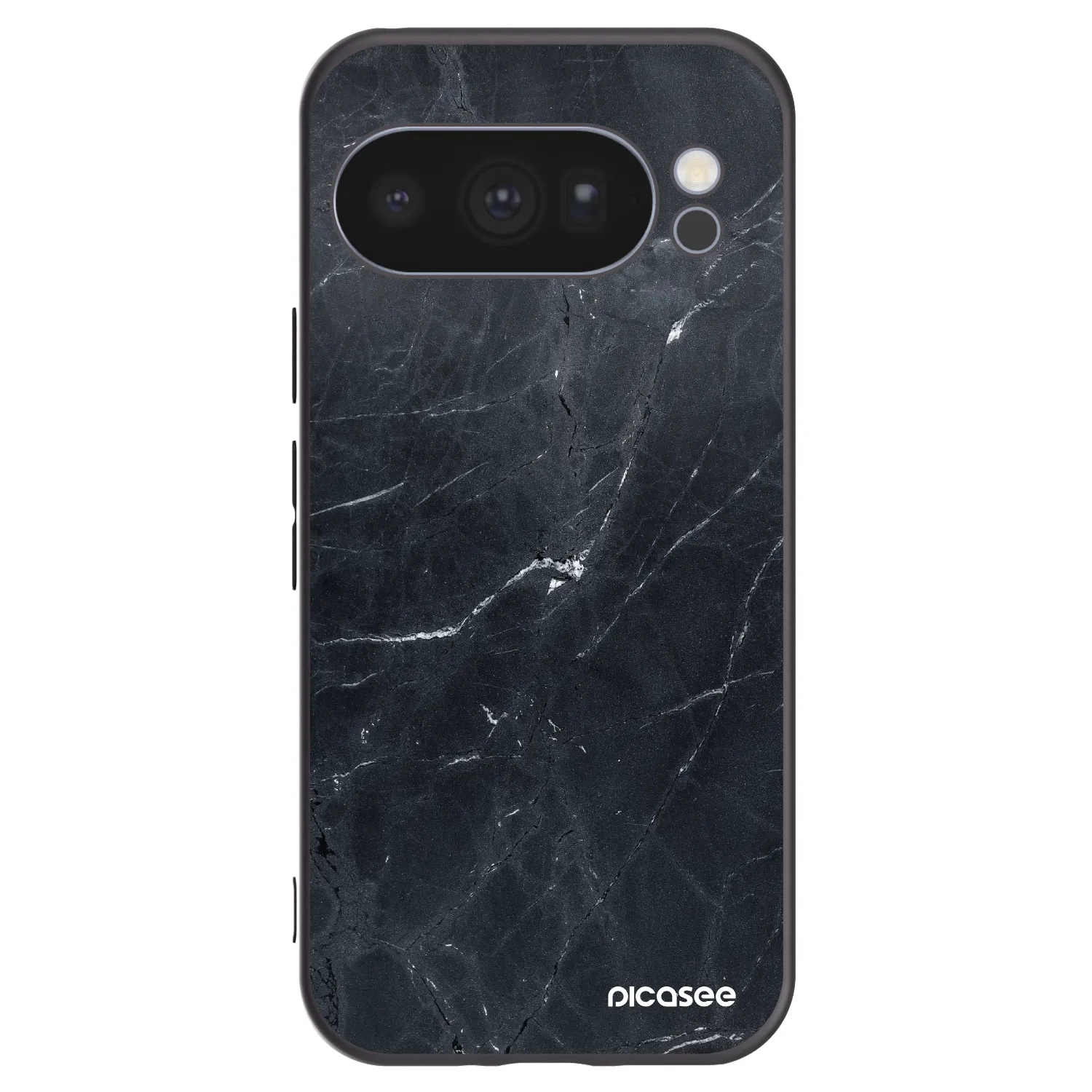 Picasee Google Pixel 10 Pro Hülle - Schwarzes Silikon - Black marble