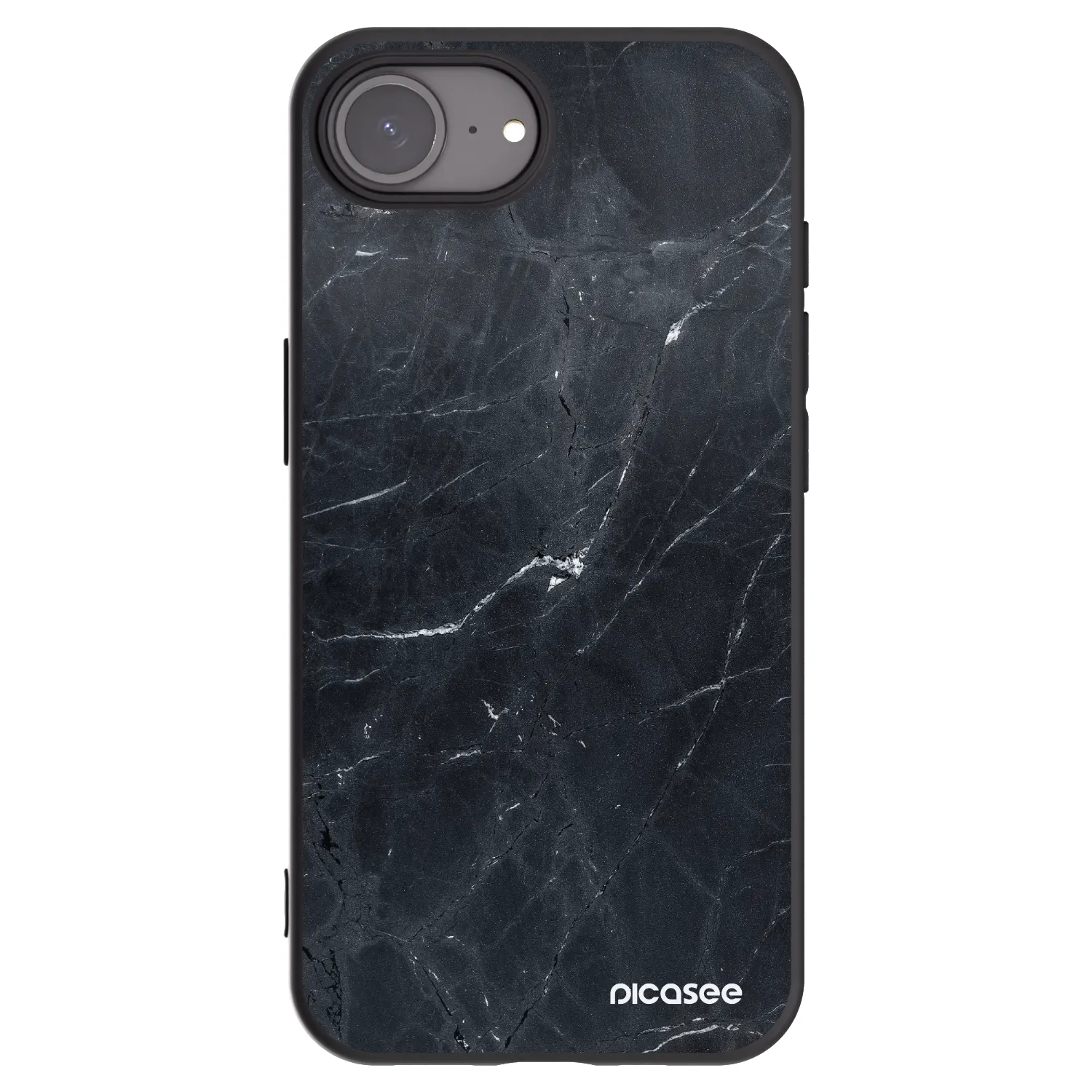 Picasee Apple iPhone 17e Hülle - Schwarzes Silikon - Black marble