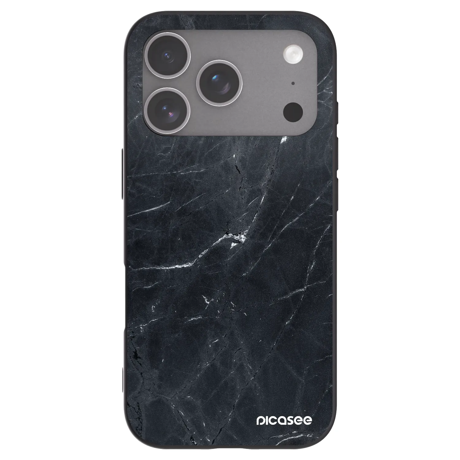 Picasee Apple iPhone 18 Pro Hülle - Schwarzes Silikon - Black marble
