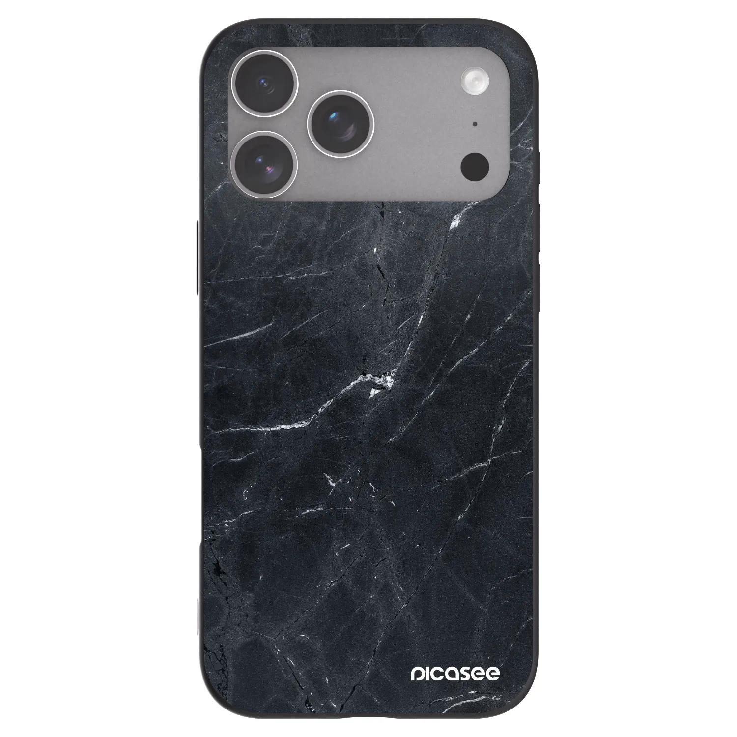Picasee Apple iPhone 18 Pro Max Hülle - Schwarzes Silikon - Black marble