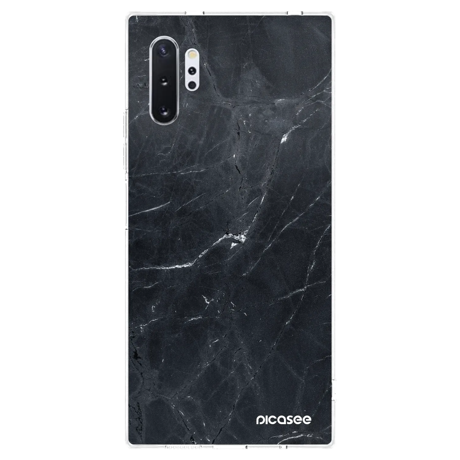 Picasee Samsung Galaxy Note 10+ N975F Hülle - Transparentes Silikon - Black marble