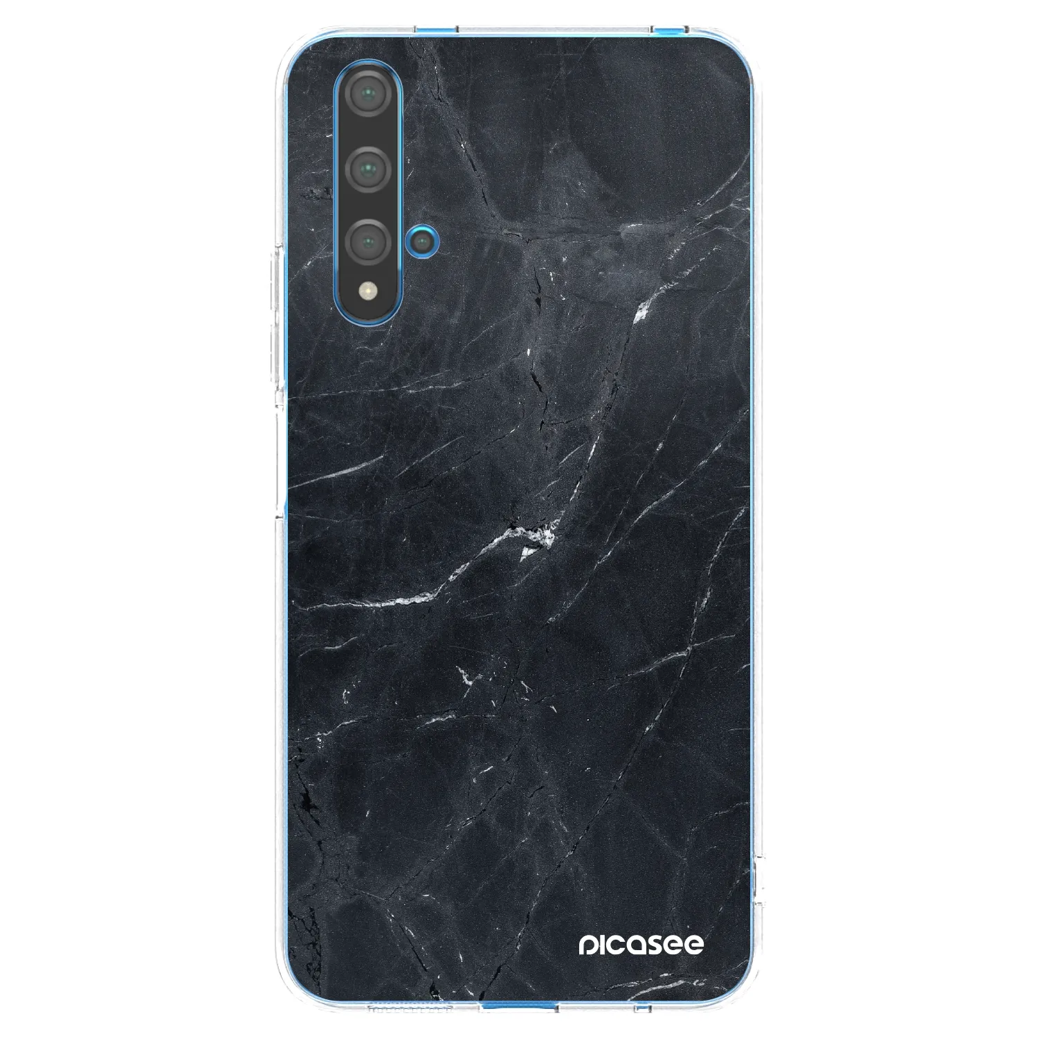 Picasee Huawei Nova 5T Hülle - Transparentes Silikon - Black marble
